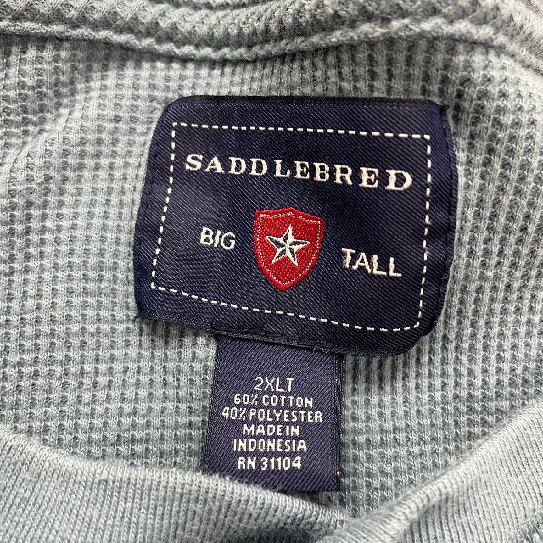 Vintage Saddlebred Mens Sweater Henley 2XLT Blue Waffle-Knit Long Sleeve Pullover Casual Shirt Size US XXL / EU 58 / 5 - 3 Thumbnail