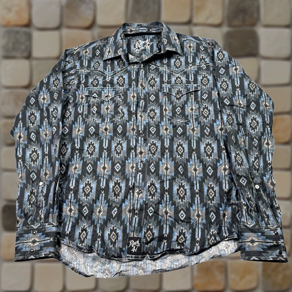 Wrangler Wrangler Shirt Mens L Pearl Snap Aztec Embroidered Western Cowboy Work Size US L / EU 52-54 / 3 - 1 Thumbnail