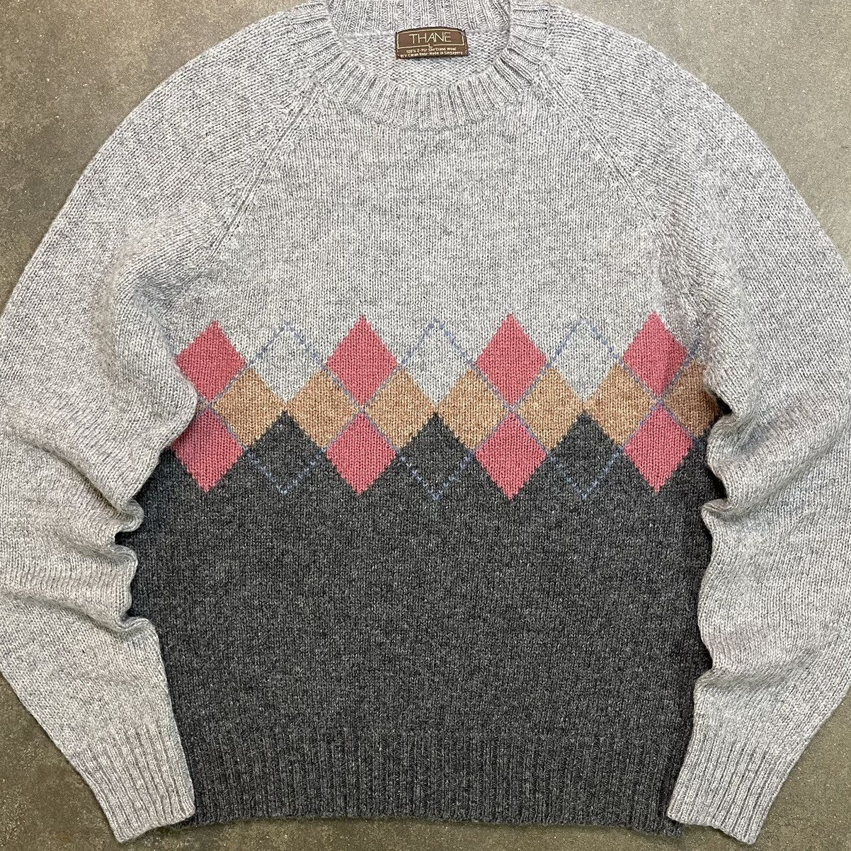 Vintage Vintage Thane Shetland Wool Geometric Knit Fisherman Sweater Size US L / EU 52-54 / 3 - 2 Thumbnail