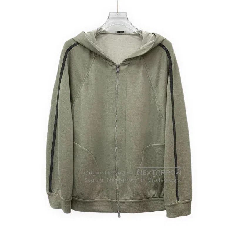 Brunello Cucinelli Brunello Cucinelli Teal Hooded Zip Long Sleeve Sweatshirt Size L / US 10 / IT 46 - 1 Thumbnail