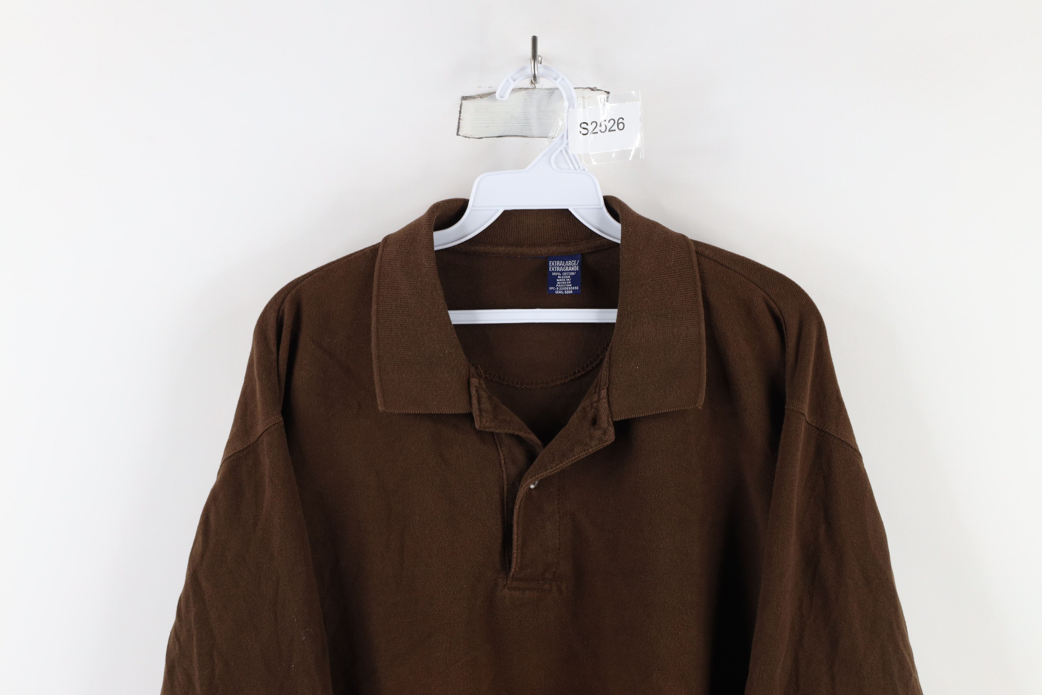 Vintage Vintage 90s Streetwear Long Sleeve Rugby Polo Shirt Brown Size US XL / EU 56 / 4 - 2 Thumbnail