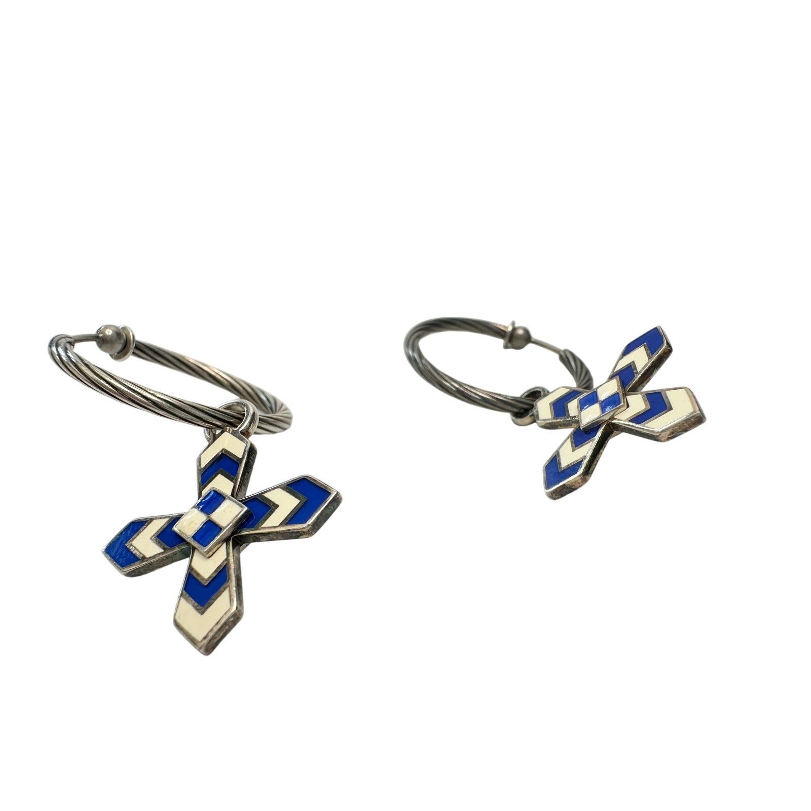 Gucci Gucci Enamel Cross Motif Hoop Earrings with Pouch & Box Size ONE SIZE - 6 Thumbnail