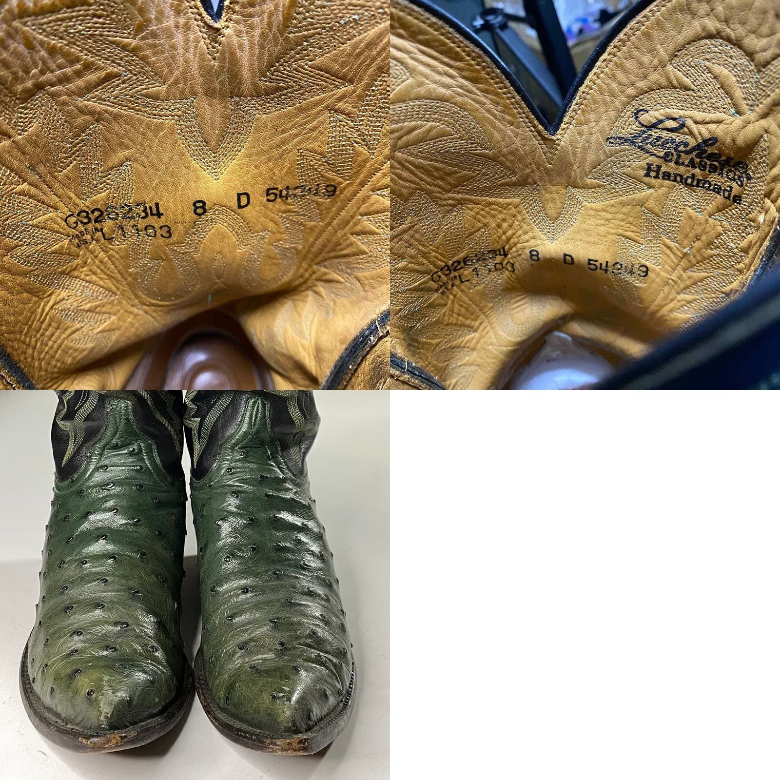 Vintage Lucchese Classics Exotic Full Quill Ostrich Boots Green 8D Men's Size US 8 / EU 41 - 8 Thumbnail