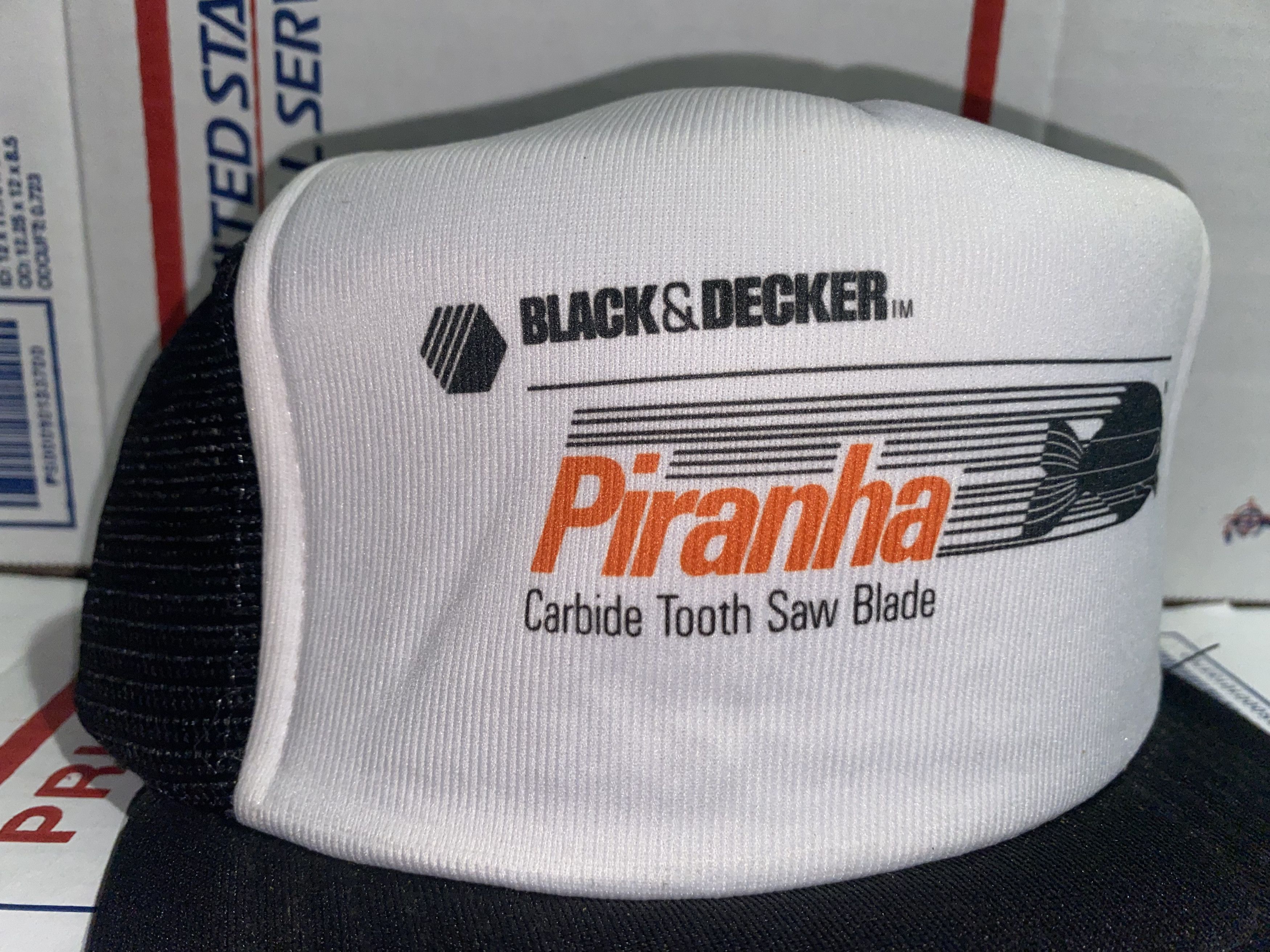 Vintage vtg Black & Decker Piranha Carbide Saw Blade trucker Hat Cap Size ONE SIZE - 2 Thumbnail