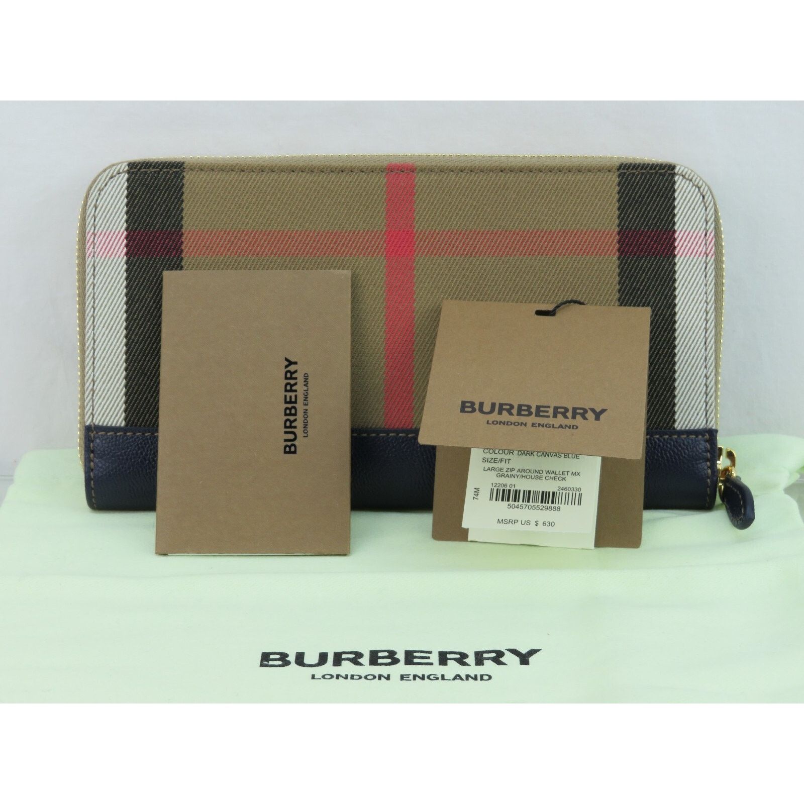 Burberry BURBERRY BLUE LEATHER CHECK CANVAS ZIP CONTINENTAL WALLET Size ONE SIZE - 11 Thumbnail