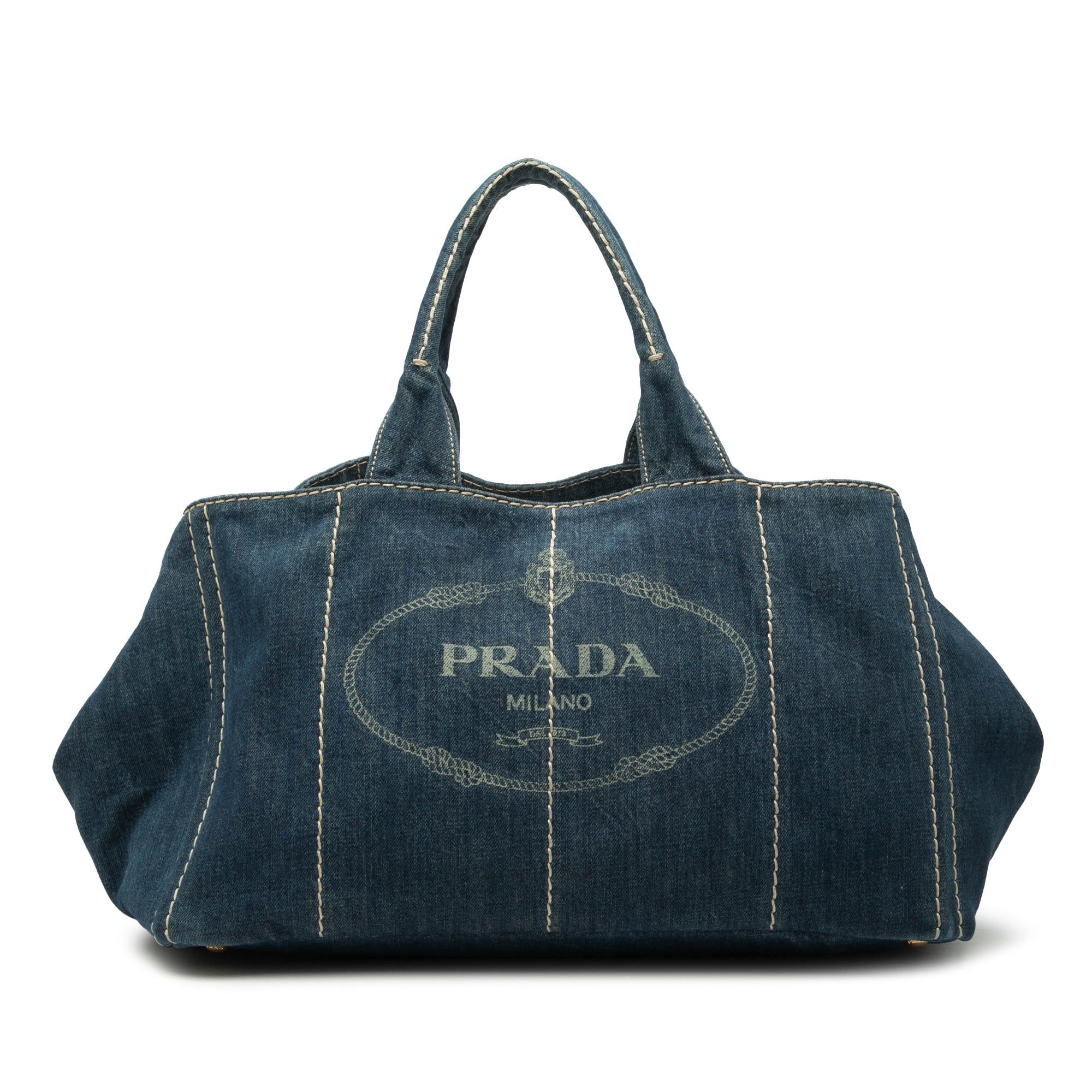 Prada Large Denim Canapa Logo Satchel Size ONE SIZE - 1 Thumbnail