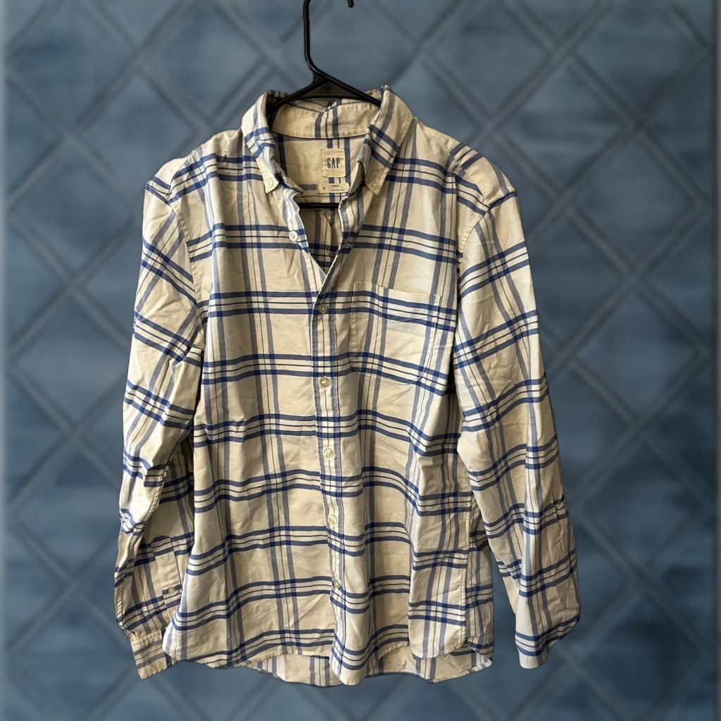 Gap Gap Button-Down Shirt M Plaid Check Stretch Knit Cotton Polyester Multicolor Long Sleeve Collared Button-Up 90s Western Logo Mens Size US M / EU 48-50 / 2 - 1 Thumbnail