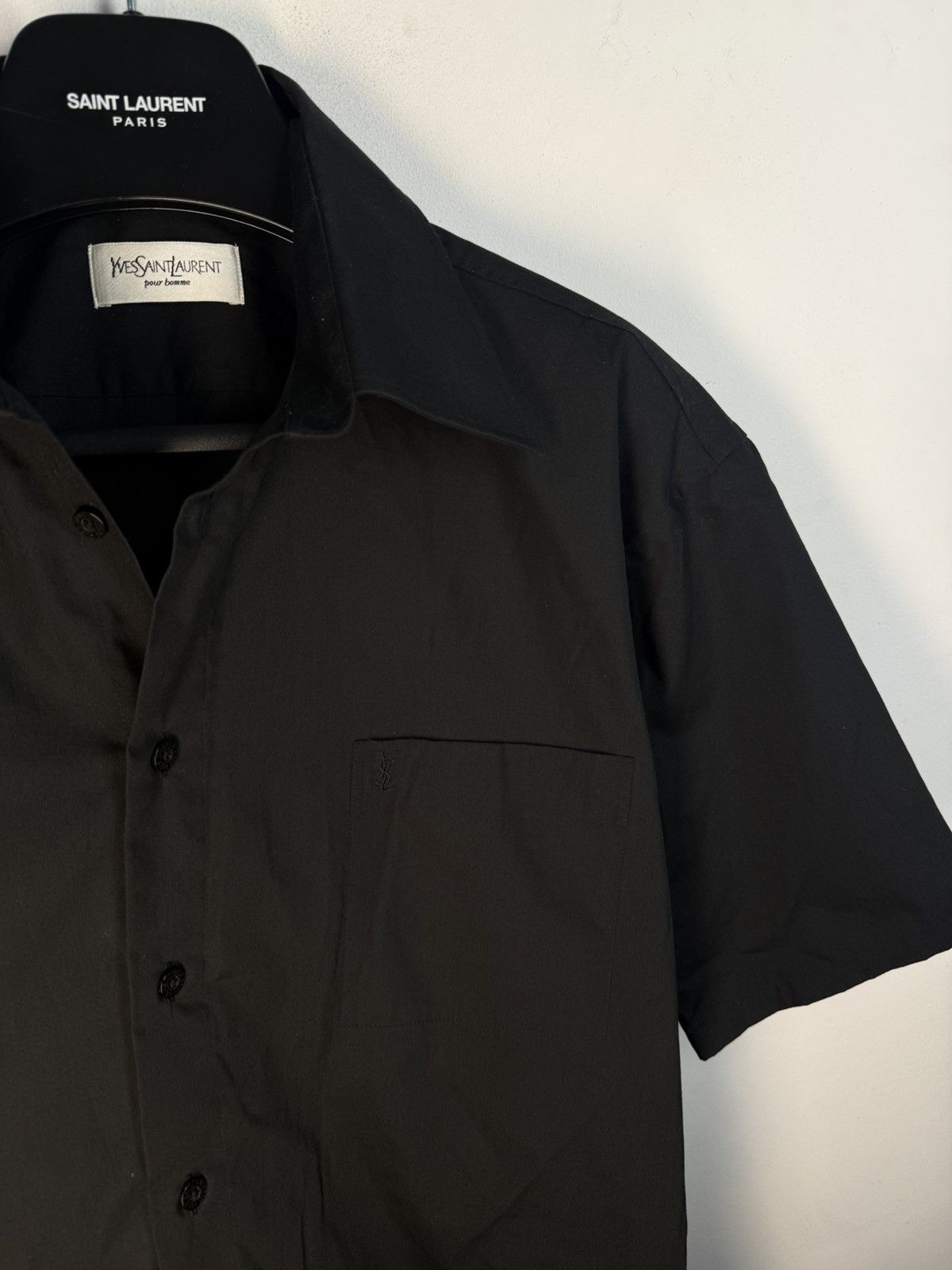 Yves Saint Laurent Black YSL Shirt Short Sleeve Button Up Collar Vintage y2k Size US M / EU 48-50 / 2 - 12 Thumbnail