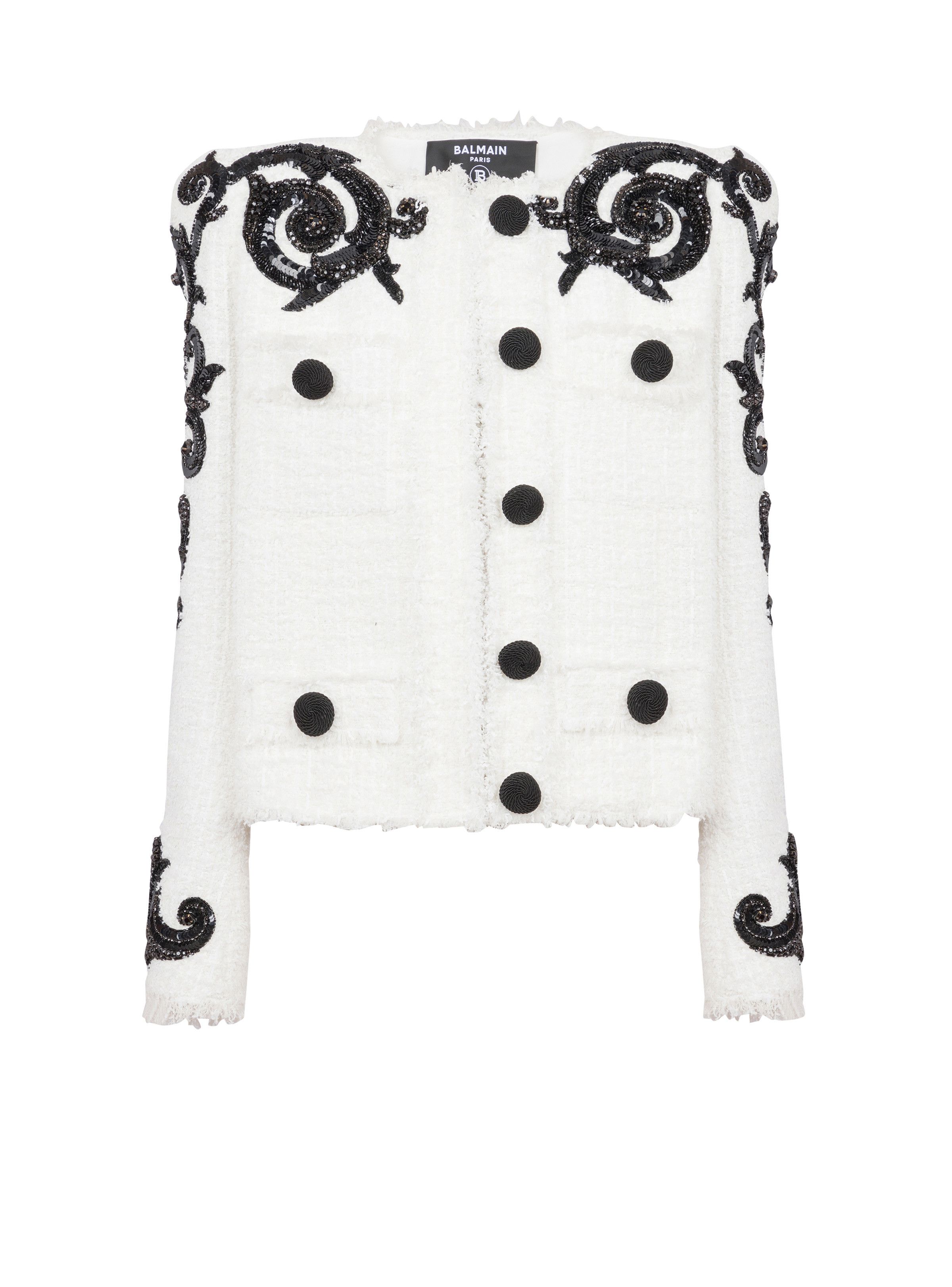 o1s1wg110825 Paisley Tweed Jacket in White