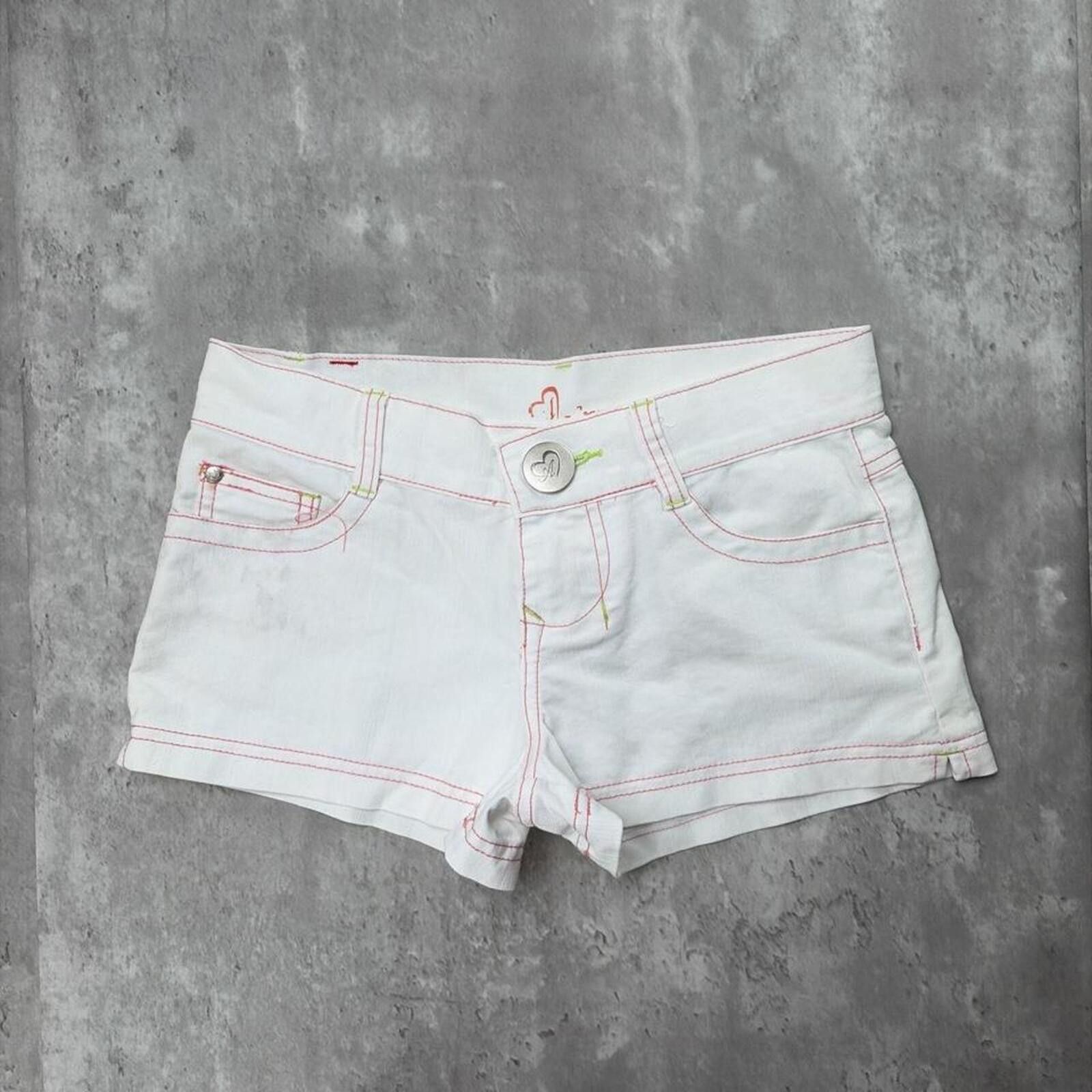 Other Y2K White A-Jeans Grunge Gothic Mini Denim Shorts Size 30" / US 8 / IT 44 - 2 Thumbnail