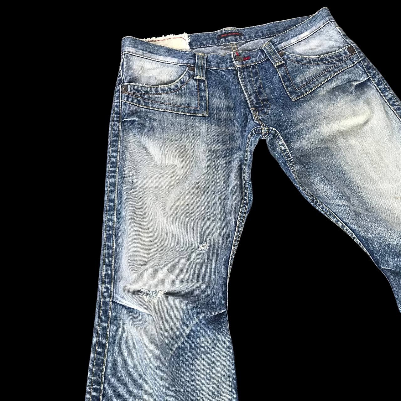 Blue Blue Japan FLARED BLUEWAY JAPAN DISTRESSED LOWRISE DENIM W33x33 Size US 33 - 12 Thumbnail