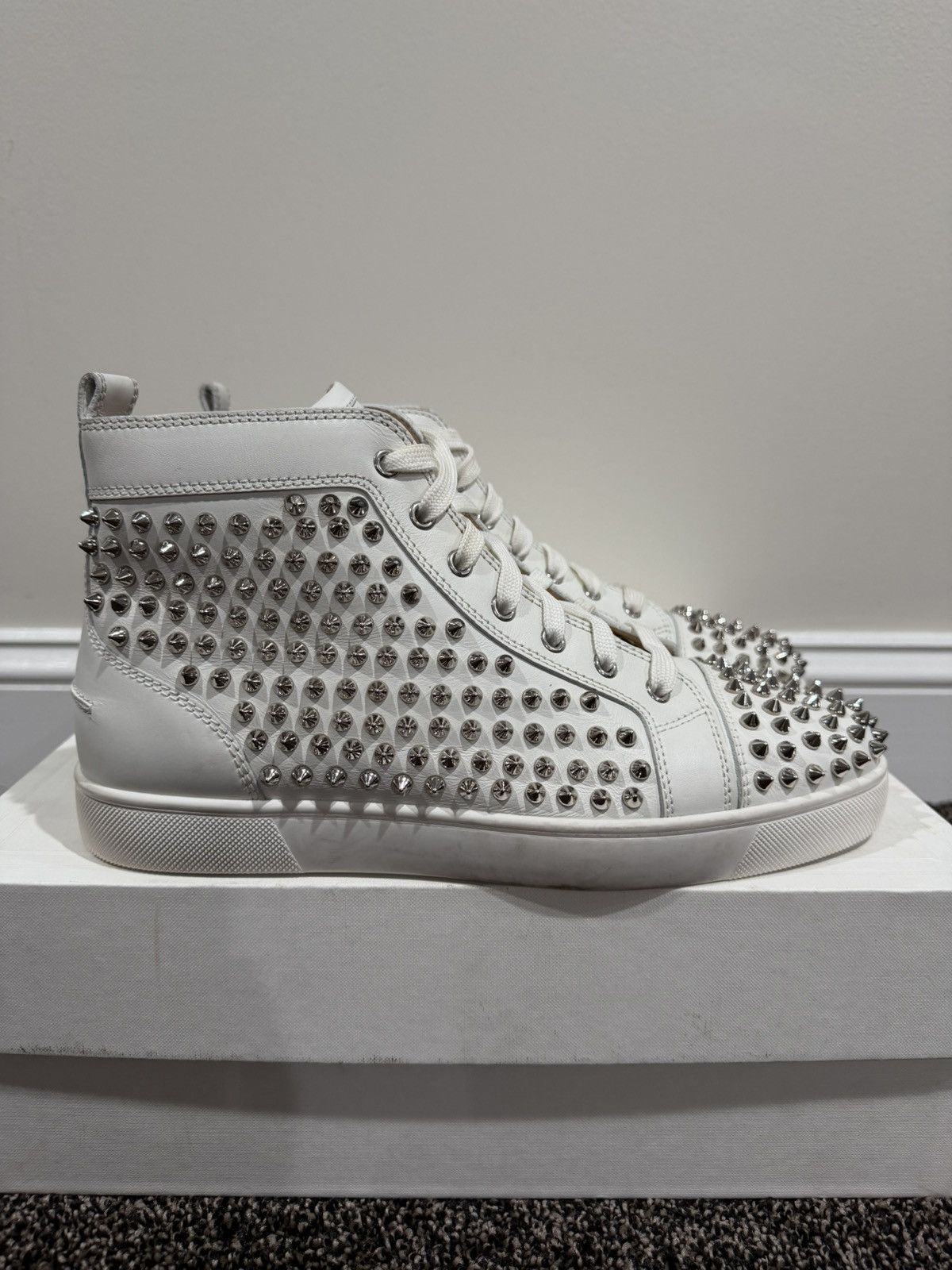 Christian Louboutin Christian Louboutin White High Stud Spike Accents Sneakers Size US 8.5 / EU 41-42 - 2 Thumbnail
