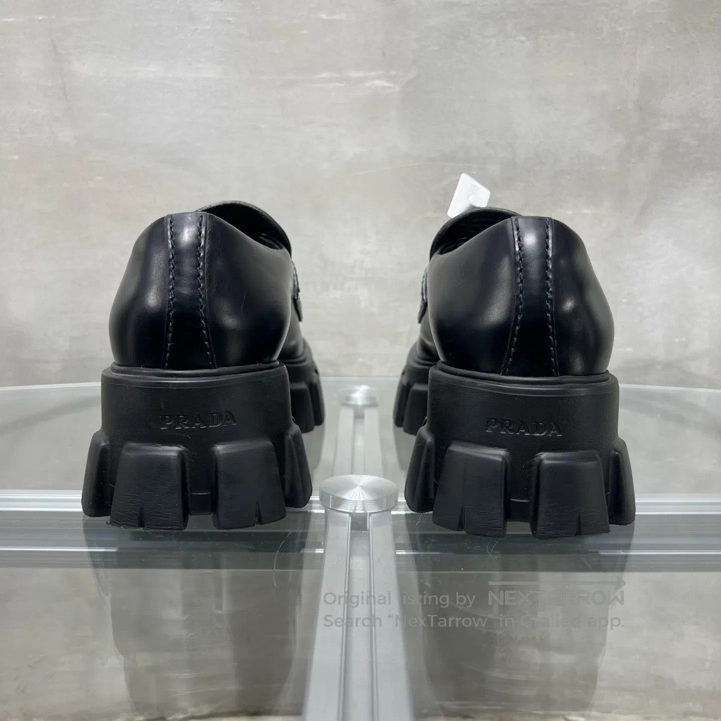 Prada Prada Monolith triangular logo black thick-soled loafers Size US 9 / IT 39 - 6 Thumbnail