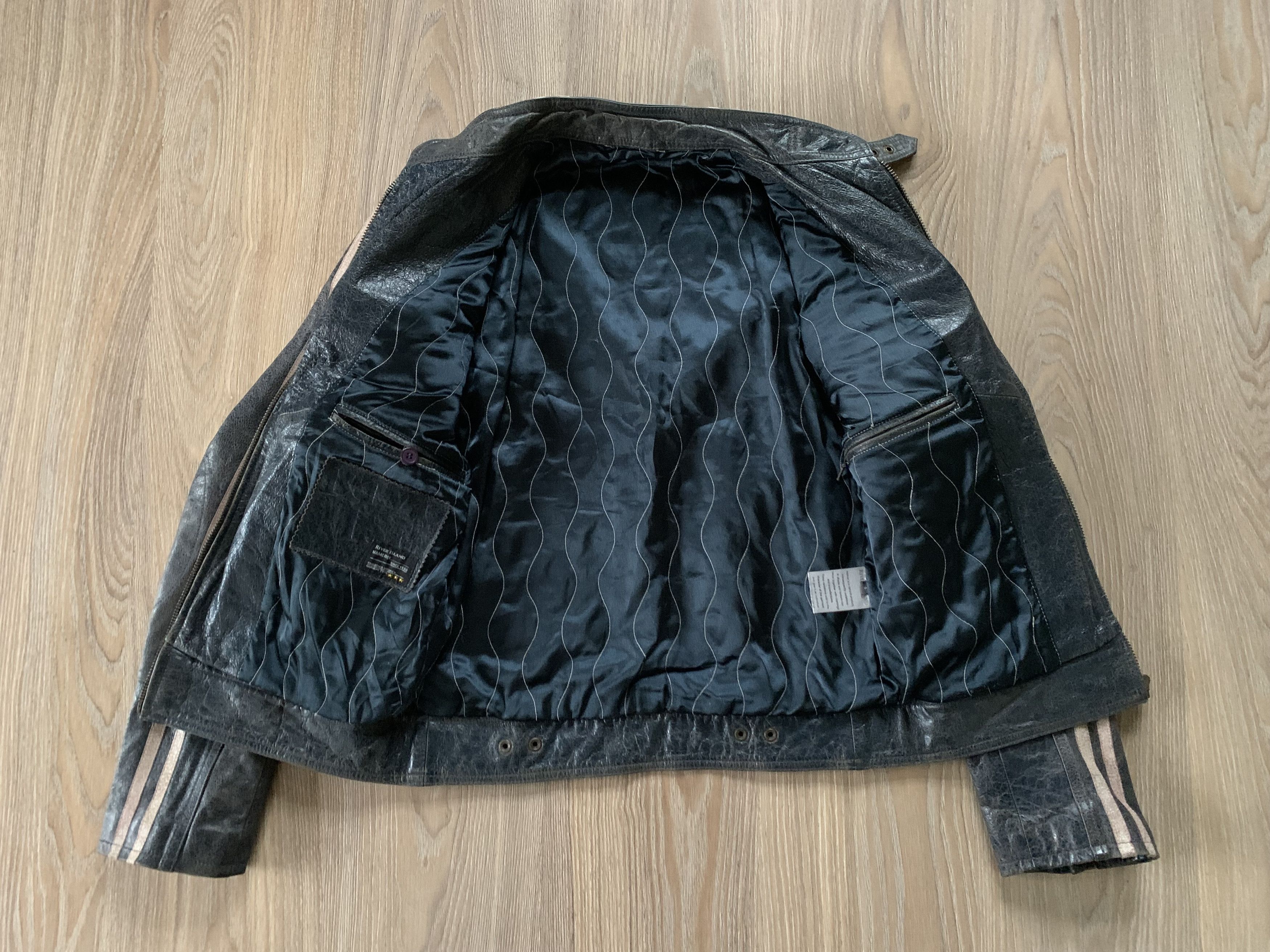 River Island Vintage River Island Leather Biker Stripe Jacket Size US S / EU 44-46 / 1 - 4 Thumbnail