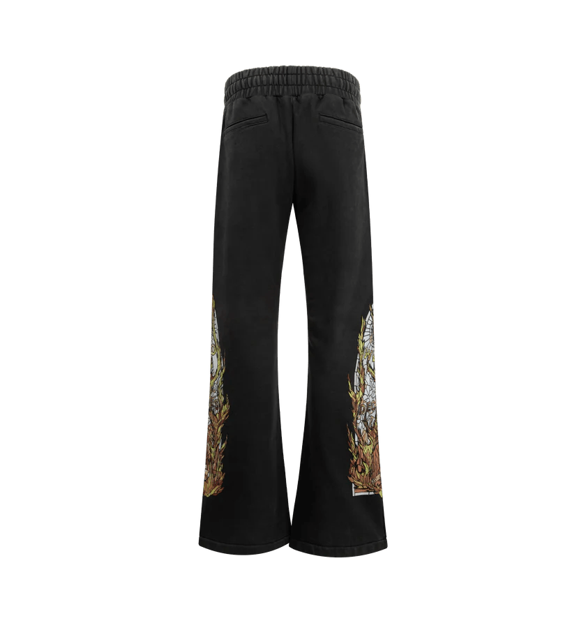 Who Decides War o1h1sh11225 Flame Glass Hardware Sweatpant in Black Size US 36 / EU 52 - 2 Thumbnail