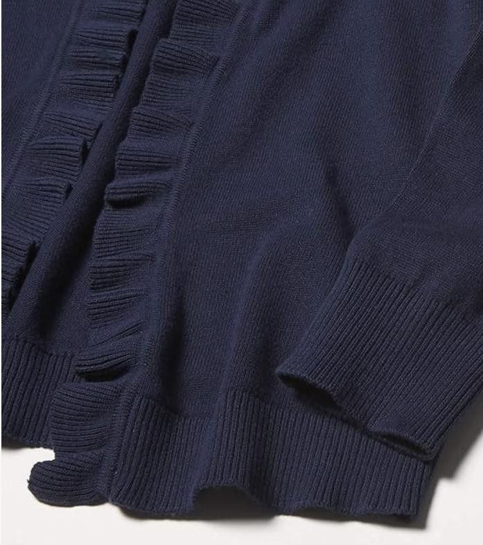Designer The Children's Place Girls Ruffle Cardigan, Navy SMALL 5/6 Size XXS / US 00 / IT 34 - 3 Thumbnail