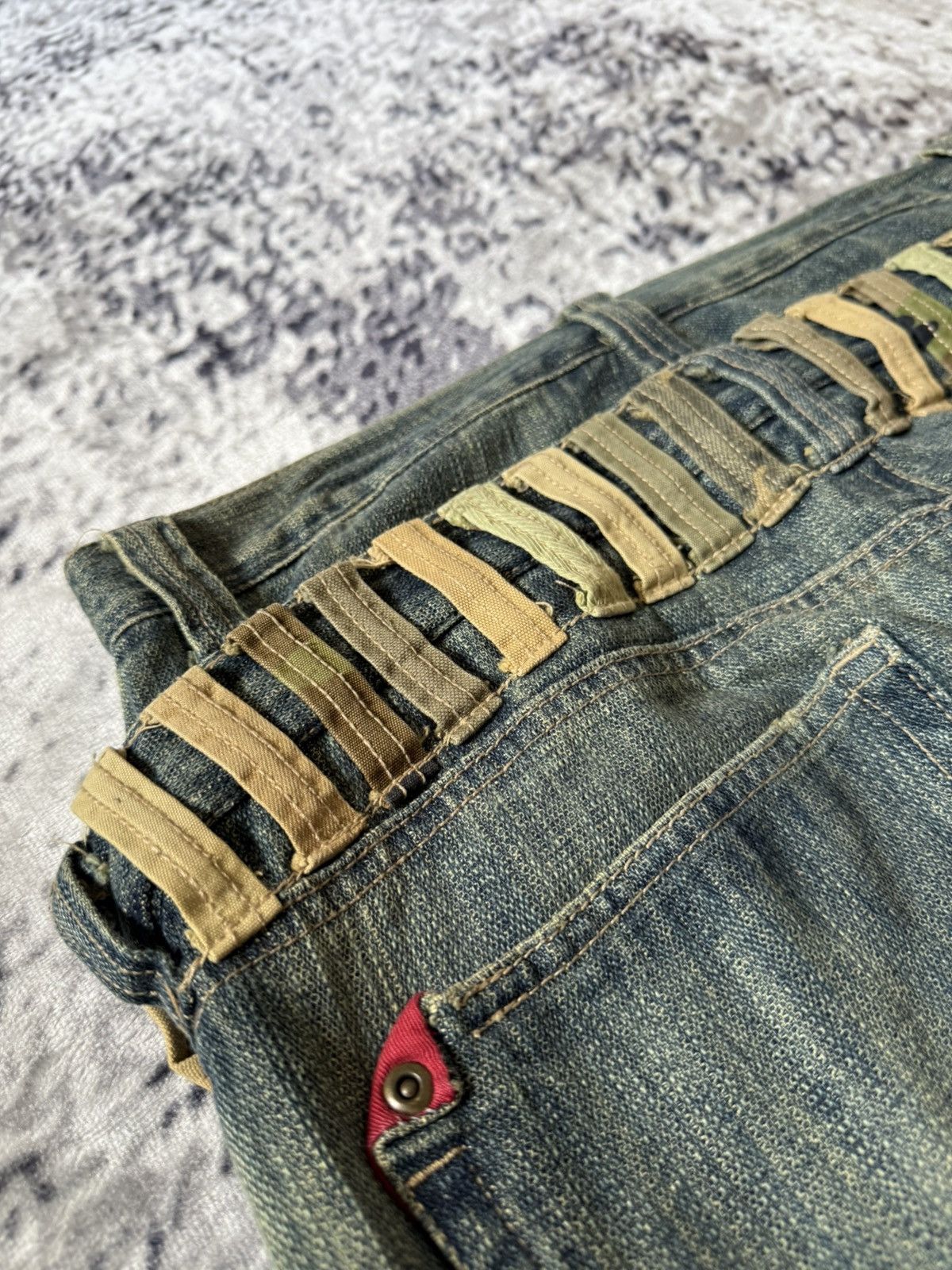 20471120 Gumu Japan Green Mud Wash Double Waist Double Studs Jeans Size US 32 / EU 48 - 16 Thumbnail
