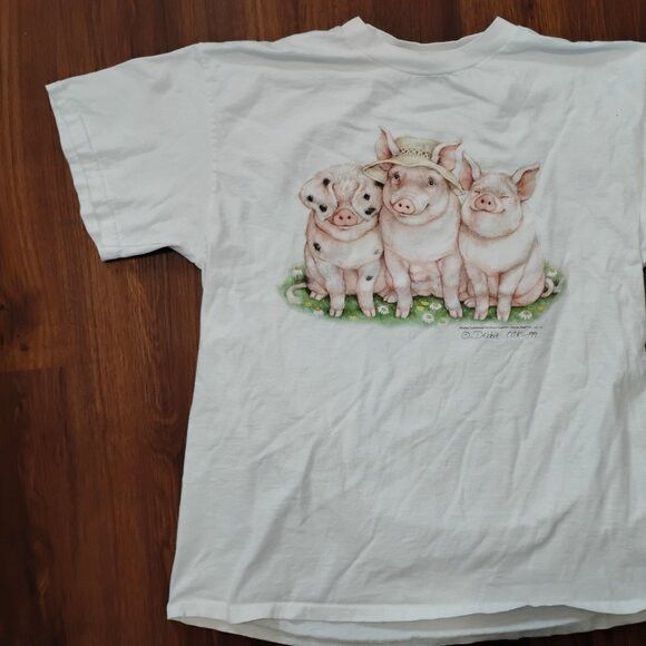 Delta Vintage Pigs Cottage Core Granny T-Shirt Super Cute Size US L / EU 52-54 / 3 - 2 Thumbnail