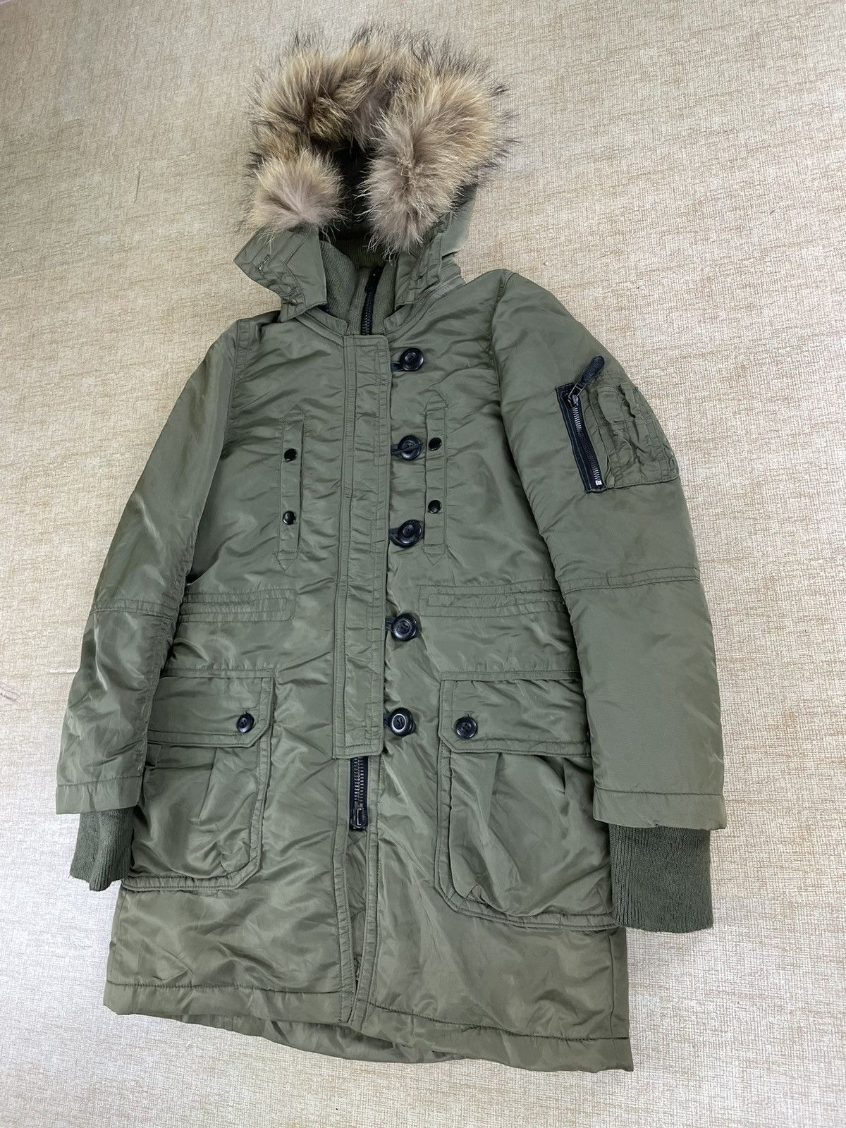 MOUSSY MOSSY Japan Multipocket Fur Hoodie Parka Jacket Size US S / EU 44-46 / 1 - 3 Thumbnail
