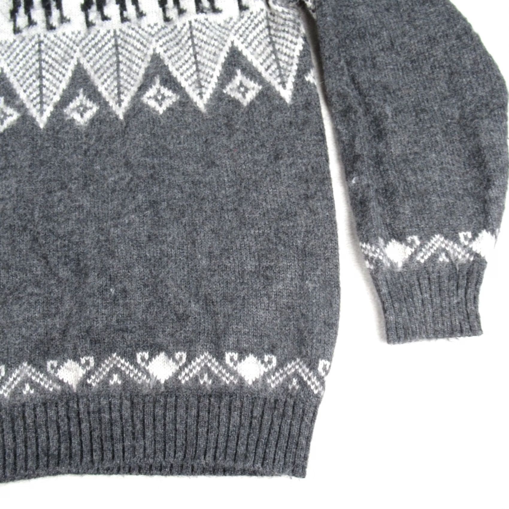 Vintage Wool Sweater Large Gray Animal Print Raglan 1/4 Zip Knit Pullover Mens Size US L / EU 52-54 / 3 - 5 Thumbnail