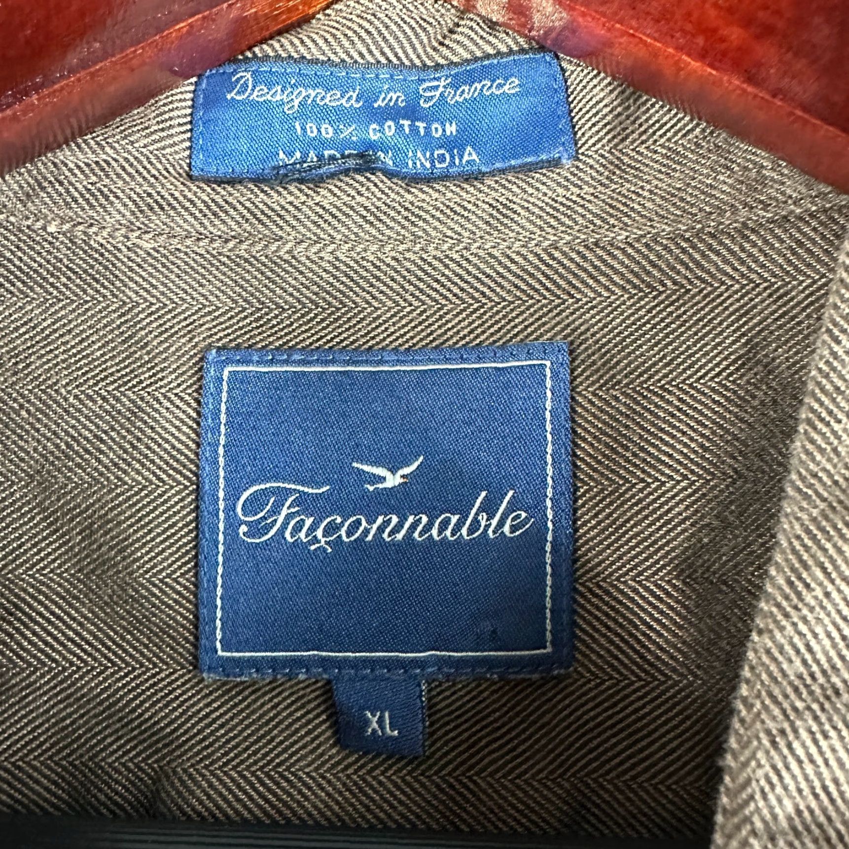 Faconnable Faconnable Shirt Mens XL Brown Cotton Button-Down Pocket Logo Size US XL / EU 56 / 4 - 5 Thumbnail