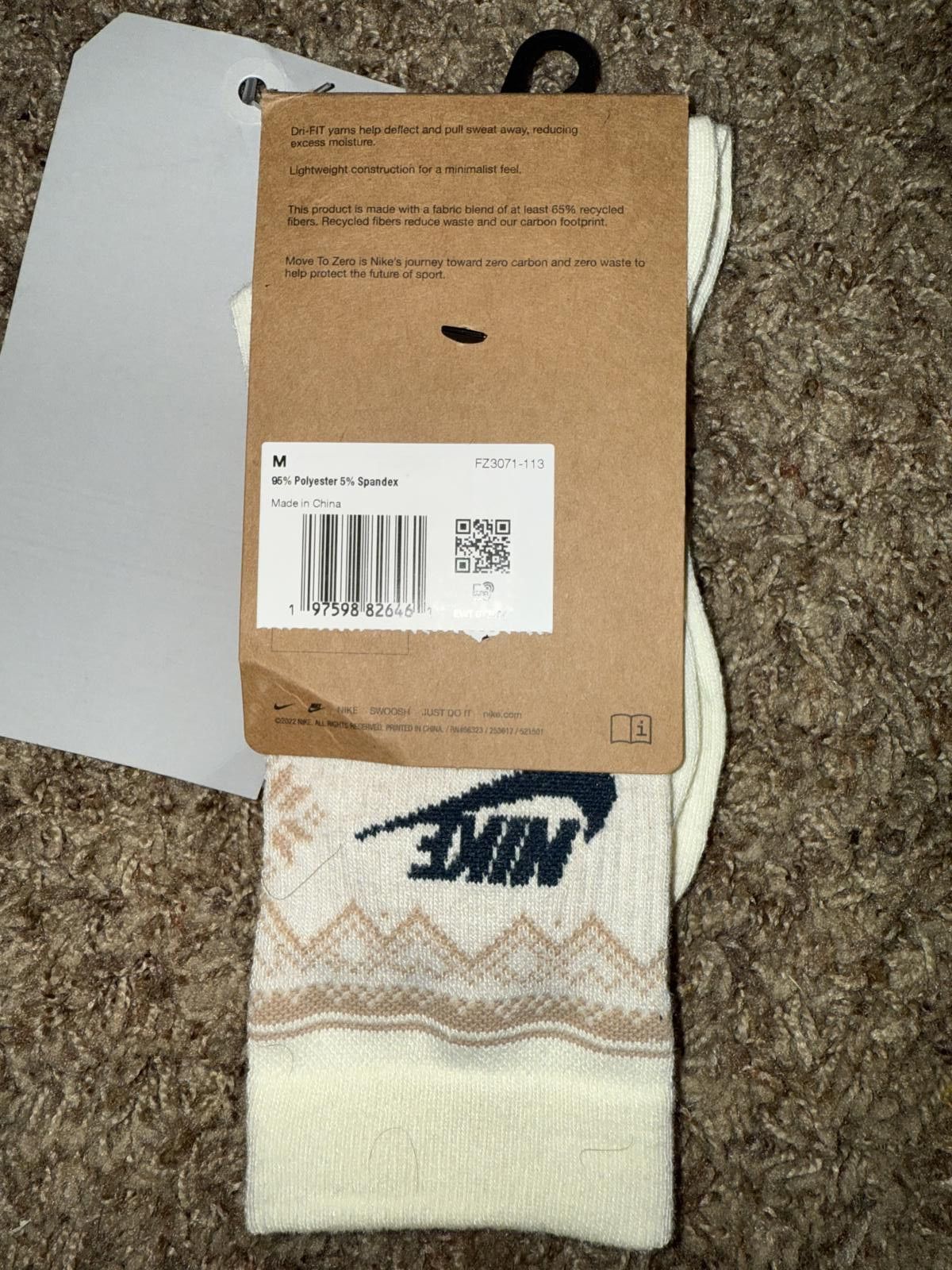 Nike Nike Unisex Everyday Essentials Fair Isle Crew Socks Size ONE SIZE - 5 Thumbnail