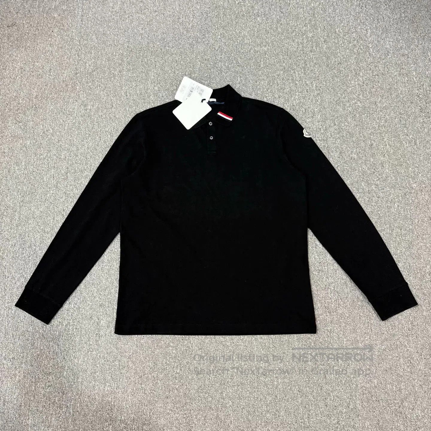 Moncler Moncler Black Sleeve Logo Long-Sleeve Polo. Size US XL / EU 56 / 4 - 1 Thumbnail
