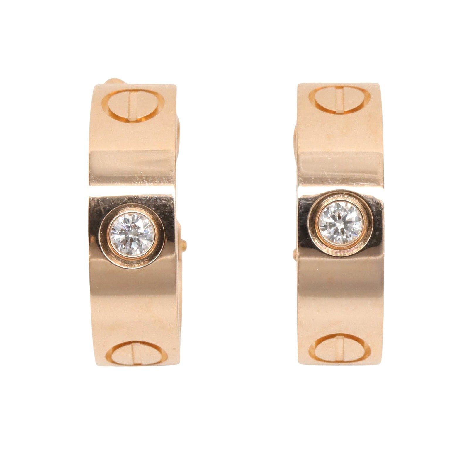 Cartier Cartier Love Hoop Earrings Diamond K18Pg (Pink Gold) Clear Size ONE SIZE - 1 Thumbnail