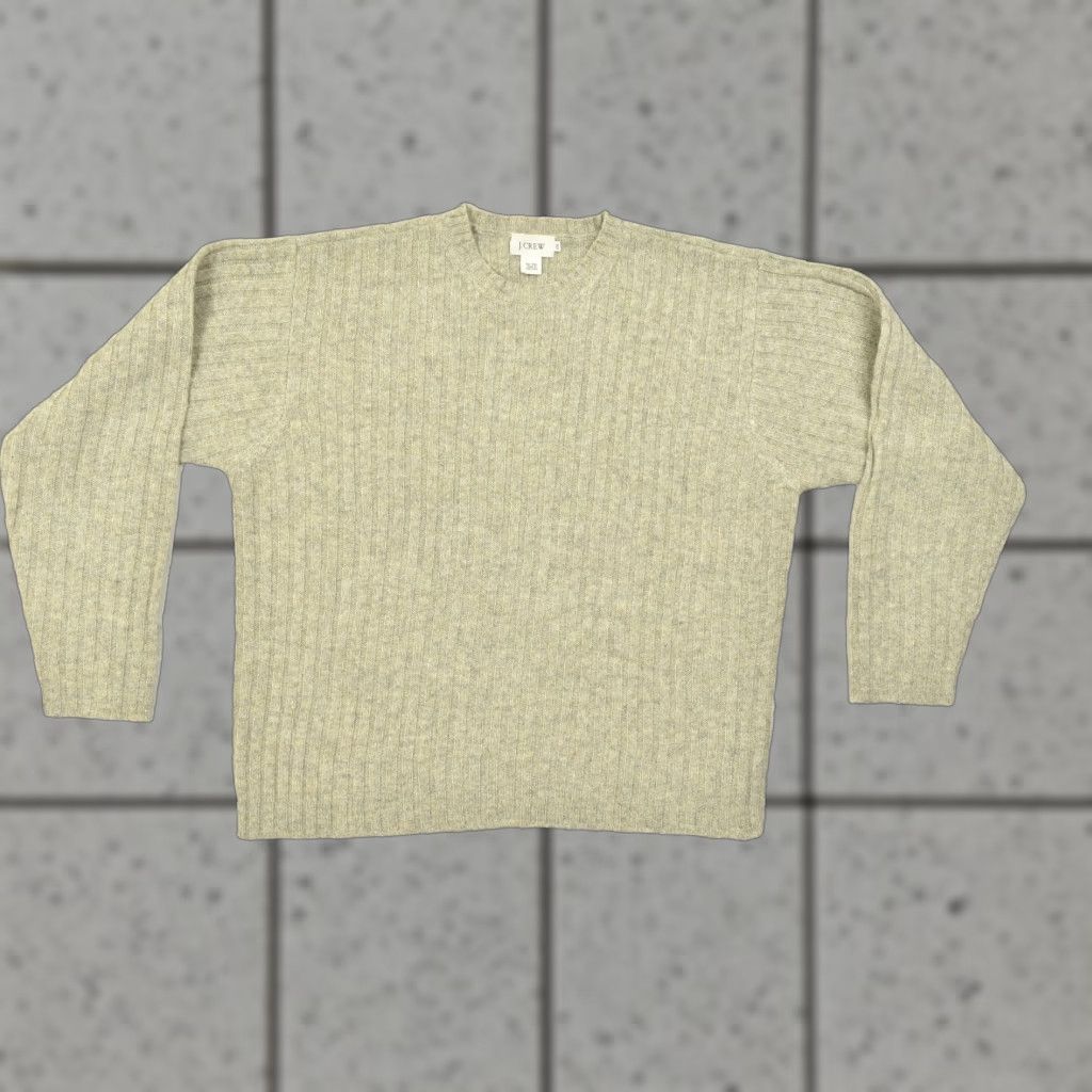 J.Crew J.CREW Men's Knit Pullover Sweater 2XL Beige 100% Wool Regular Long Sleeve Knit Solid Fall Winter Spring Mens Size US XXL / EU 58 / 5 - 1 Thumbnail
