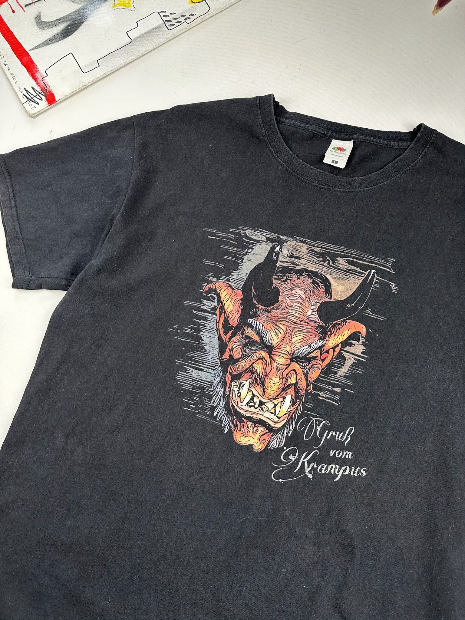 Band Tees VINTAGE Y2K DEVIL CREEPY HORROR FACE VAMPIRE OPIUM BAND ROCK Size US L / EU 52-54 / 3 - 3 Thumbnail