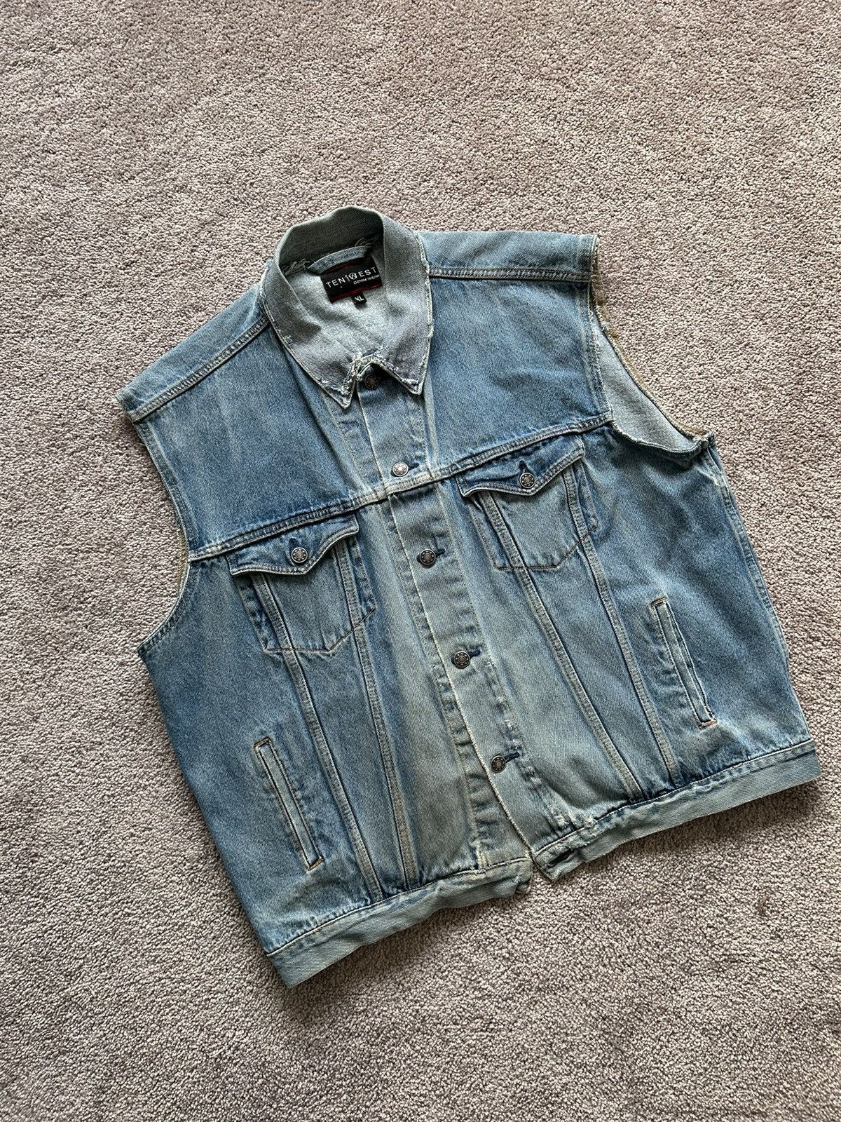 Japanese Brand × Vintage Vintage Denim Jean Jacket Vest Size US XL / EU 56 / 4 - 1 Thumbnail