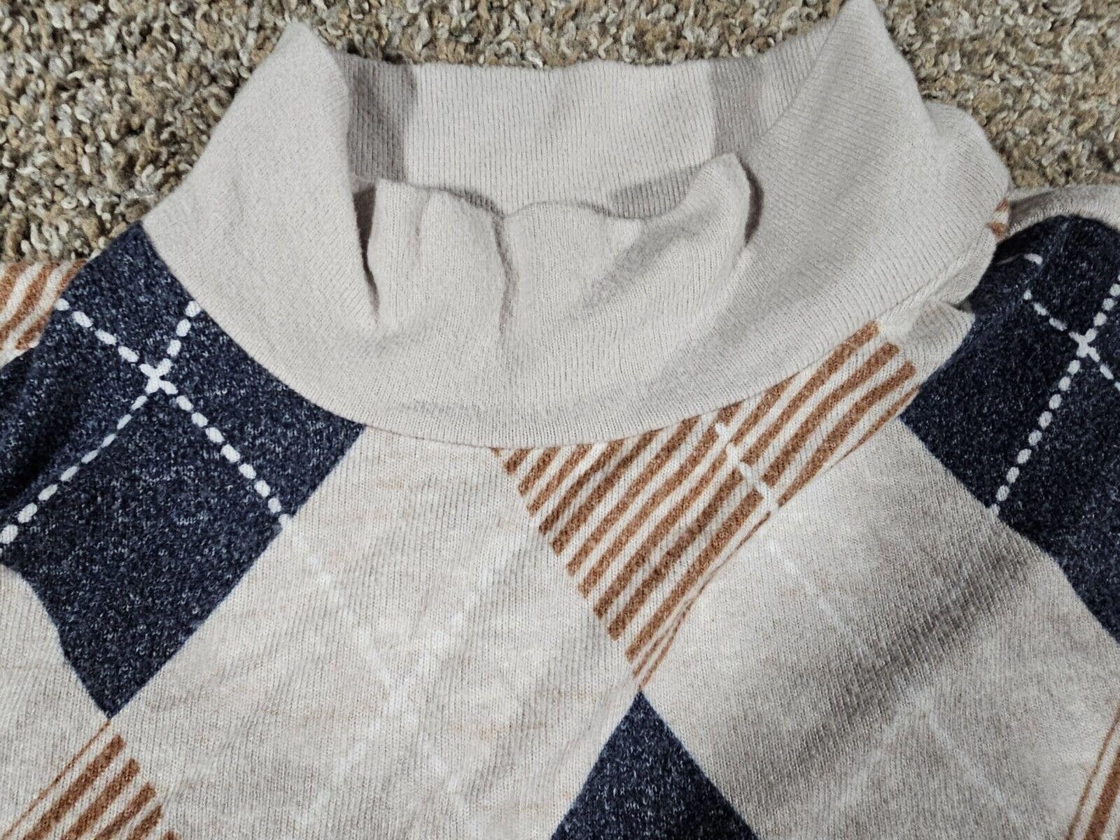 Designer Maurices Argyle 0x Mock Neck Sweatshirt Size XS / US 0-2 / IT 36-38 - 2 Thumbnail