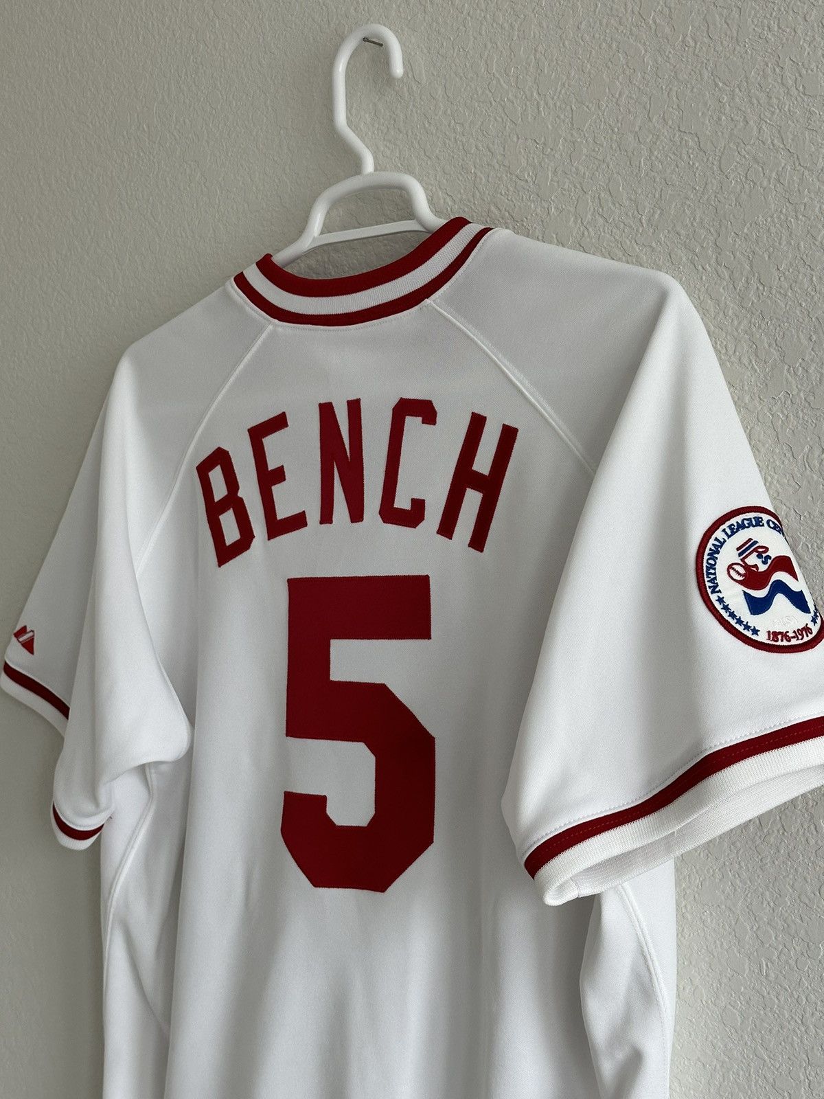 image of Made In USA x Majestic 100% Authentic Cincinnati Reds Johnny Bench Jersey Majestic in White (Size L