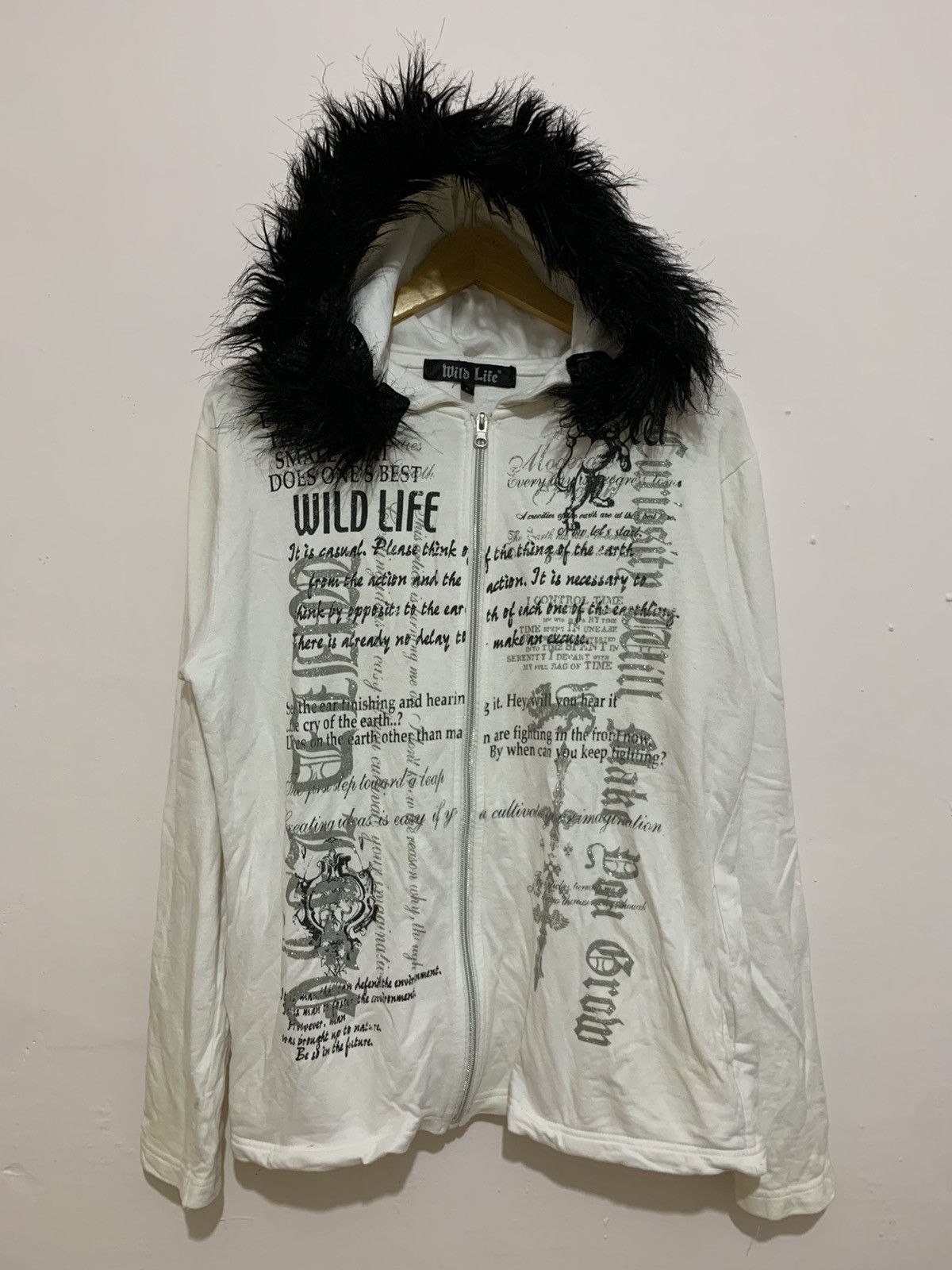 Pre-owned Wild Life Fur Hoodie Ifsixwasnine Lgb Style In White