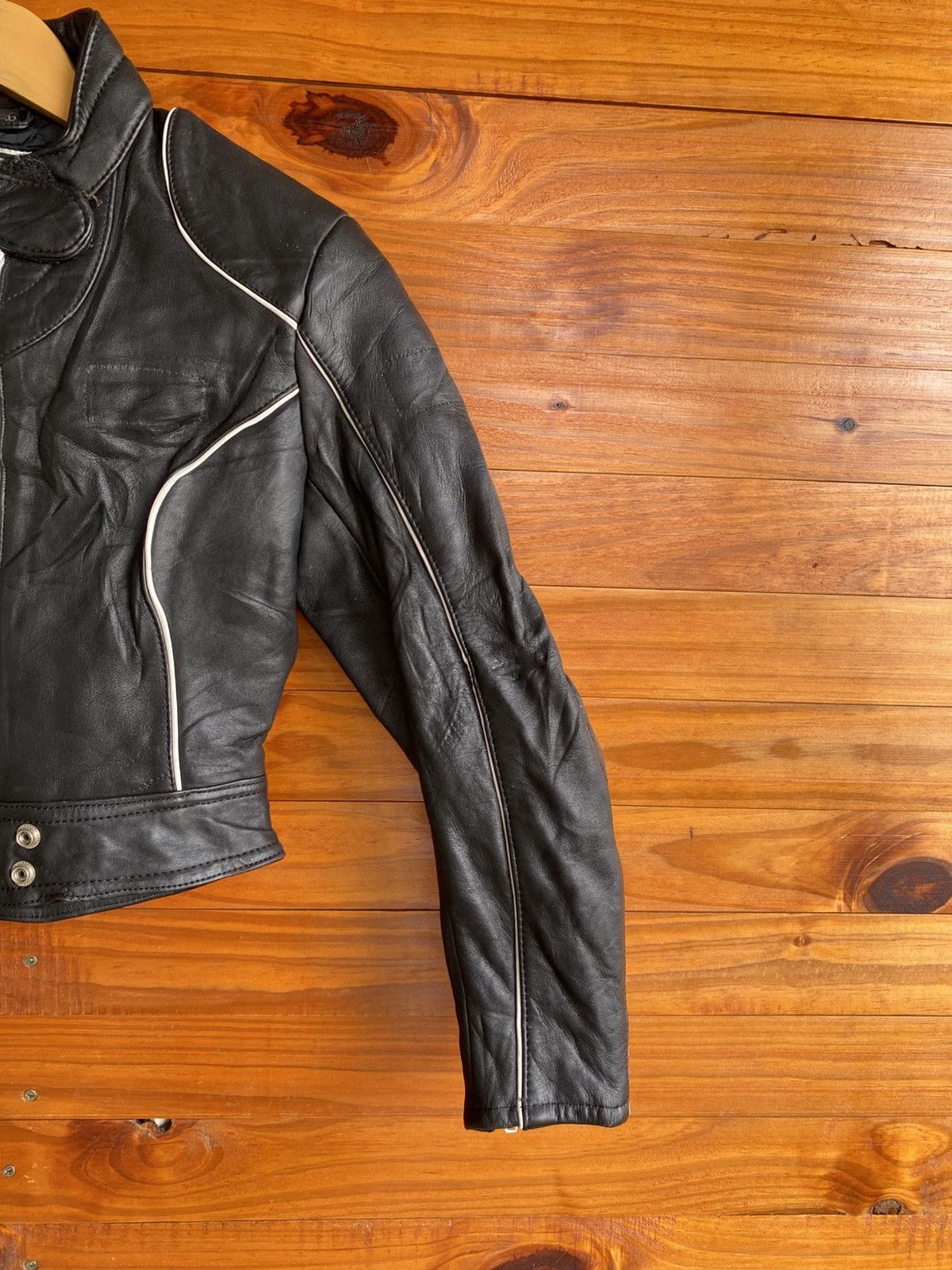 Leather Vintage ECHTES LEDER Cropped Motorcycle Leather Jacket Black Size XXS / US 00 / IT 34 - 6 Thumbnail