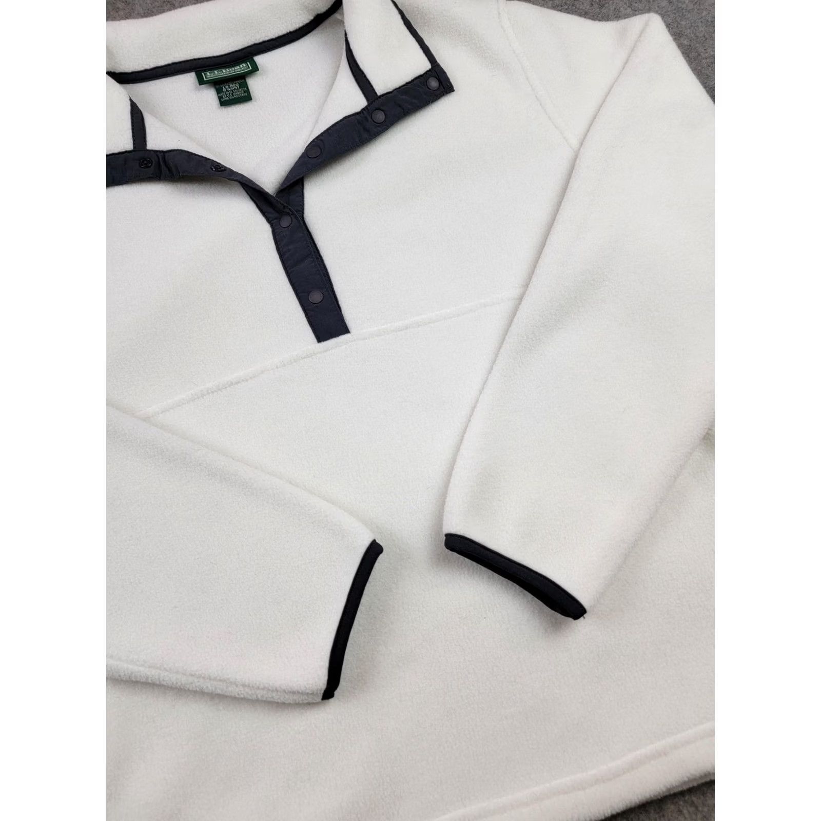 Vintage VINTAGE? No — LL Bean Fleece Pullover Womens Large White Snap Mock Neck Pockets Half Snap Size L / US 10 / IT 46 - 6 Thumbnail