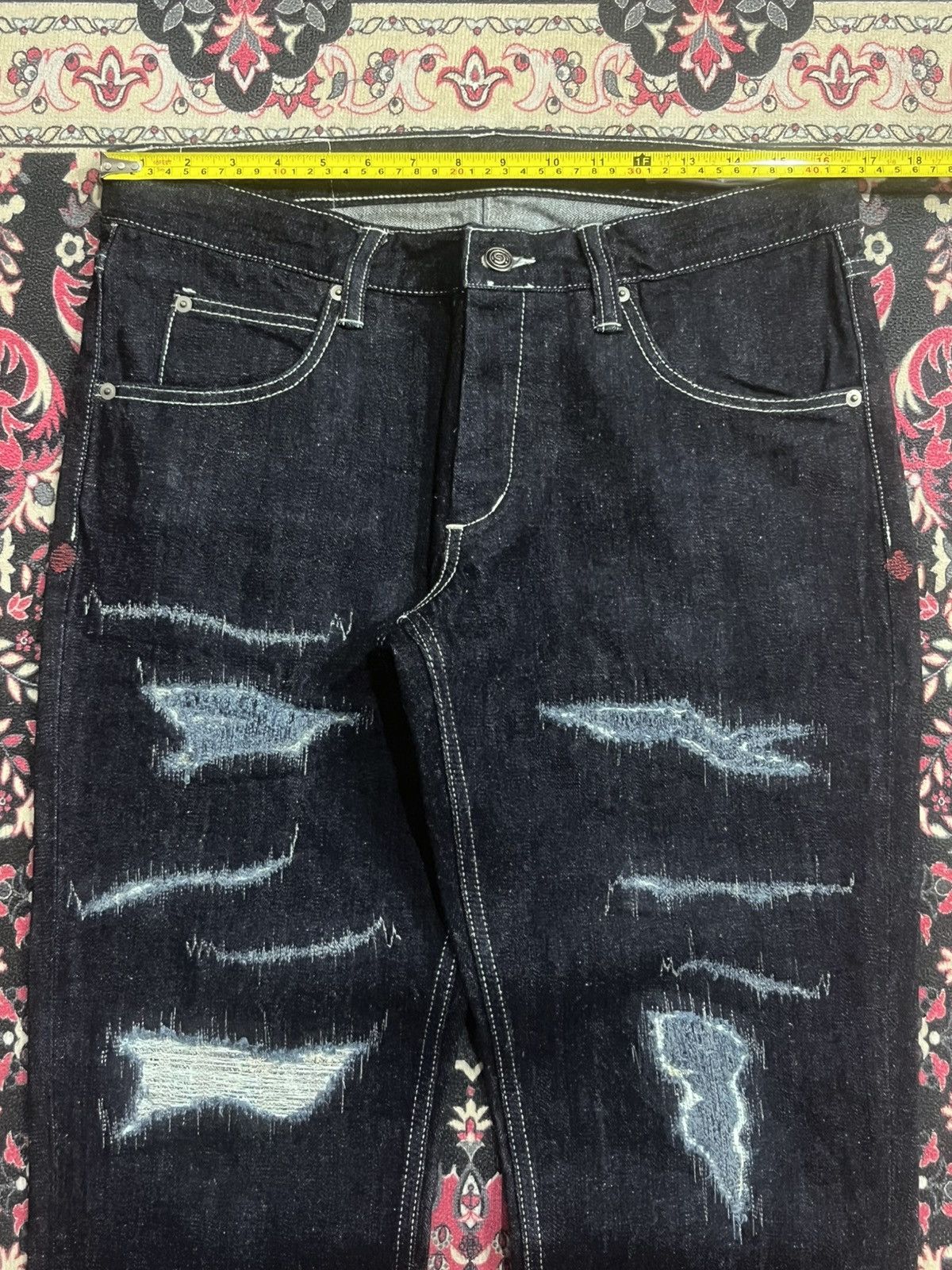 Kapital Vintage Japan Kyuten Okayama Dark Washed Sashiko Stitch Jean Size US 32 / EU 48 - 14 Thumbnail