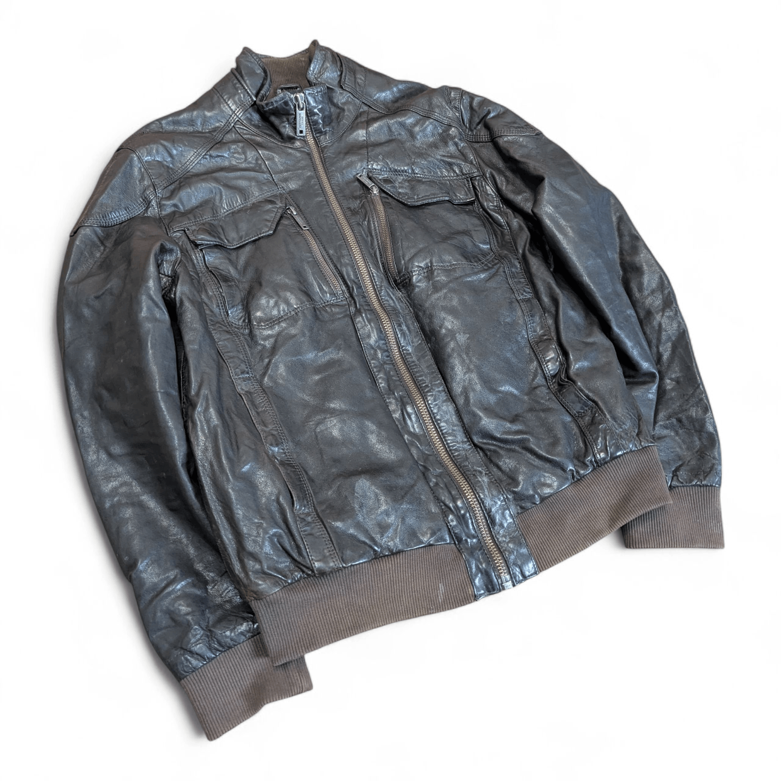 Chevignon CHEVIGNON Sheepskin Leather Flight Bomber Jacket B-CRAWL Size US L / EU 52-54 / 3 - 4 Thumbnail