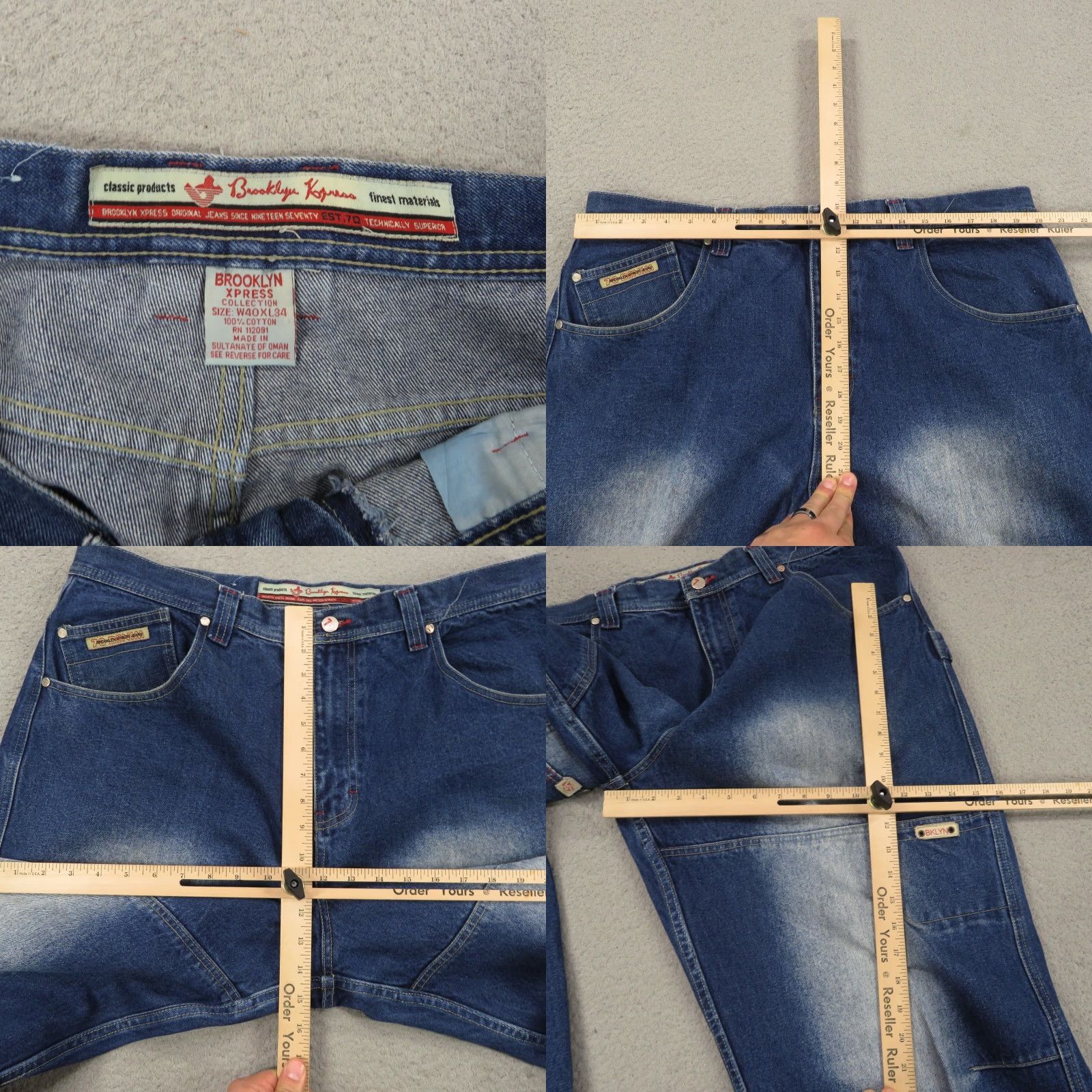Doublet VINTAGE Brooklyn Xpress Baggy Jeans 40 Men Carpenter Y2K Double Knee Grunge Skater Wide Leg Opening 11" Denim Blue 5-Pocket Mens Jeans Size US 40 / EU 56 - 8 Thumbnail