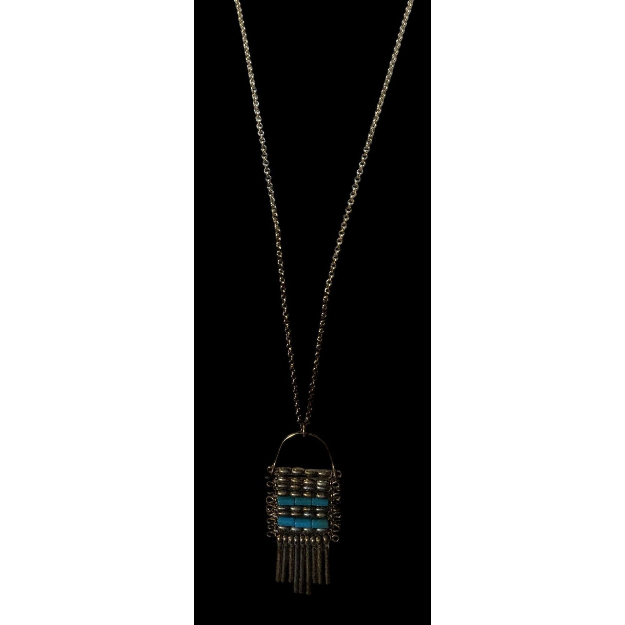 Other Unique Bohemian Beaded Tassel Pendant Blue And Silver Tone Size ONE SIZE - 2 Thumbnail
