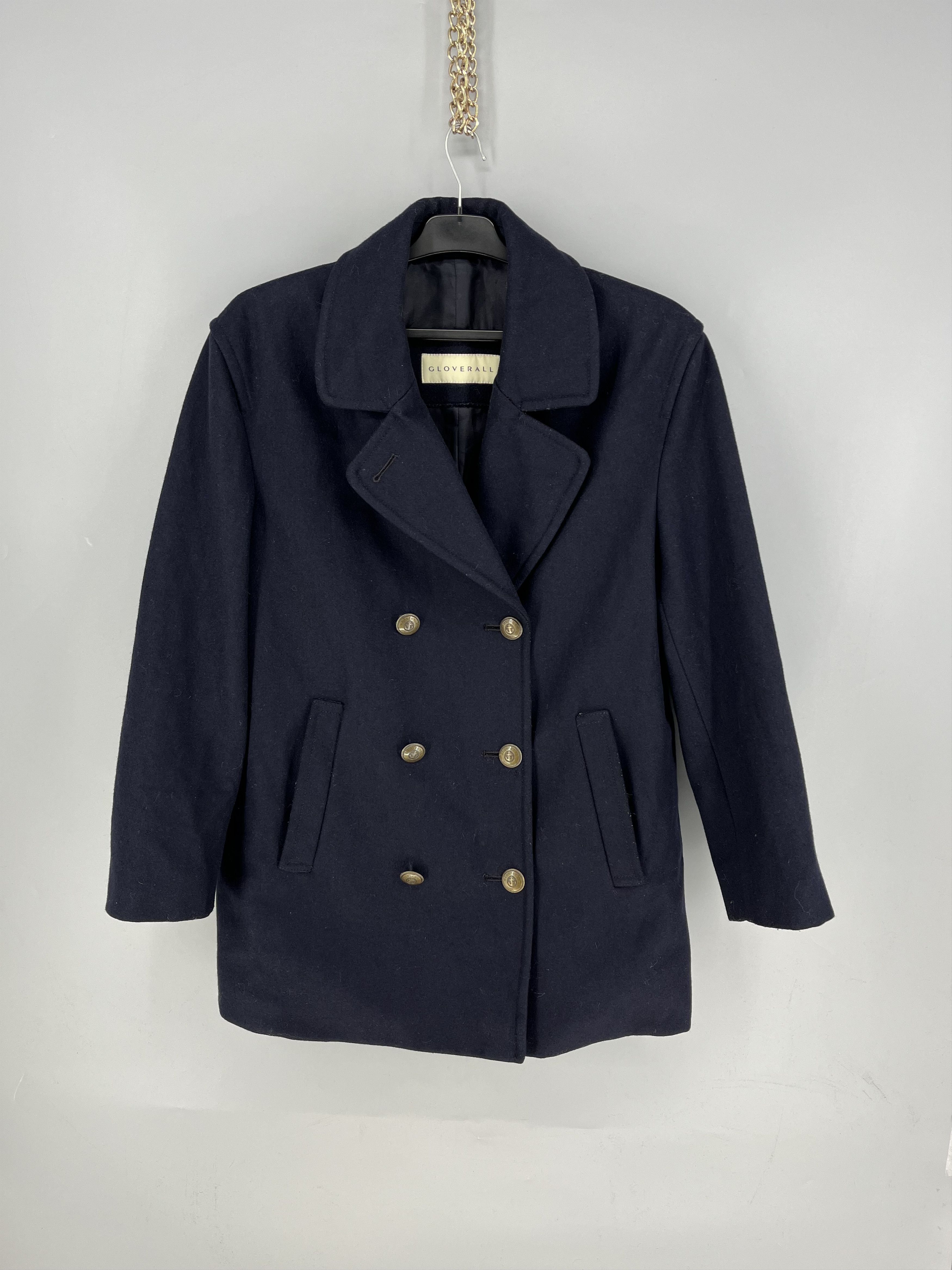 Gloverall Gloverall Navy Blue Pea Coat Double Breasted Brass Wool Size US M / EU 48-50 / 2 - 1 Thumbnail