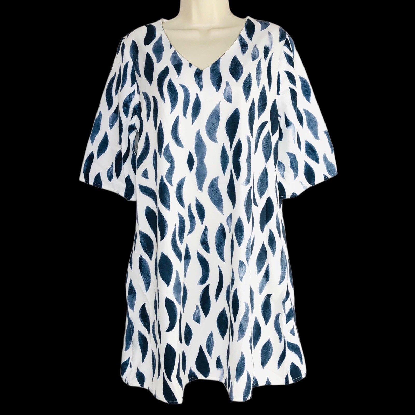 Other NWT NORAORA White Blue A-line Dress Size M Tunic Lagenlook Size M / US 6-8 / IT 42-44 - 1 Thumbnail