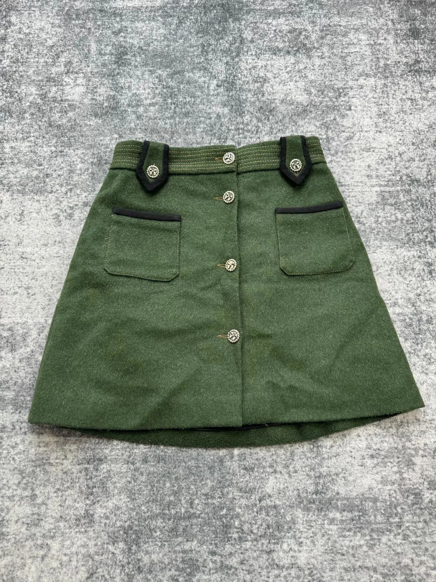 Miu Miu Miu Miu Green Bow Button Wool Skirt. Size 39" - 1 Thumbnail