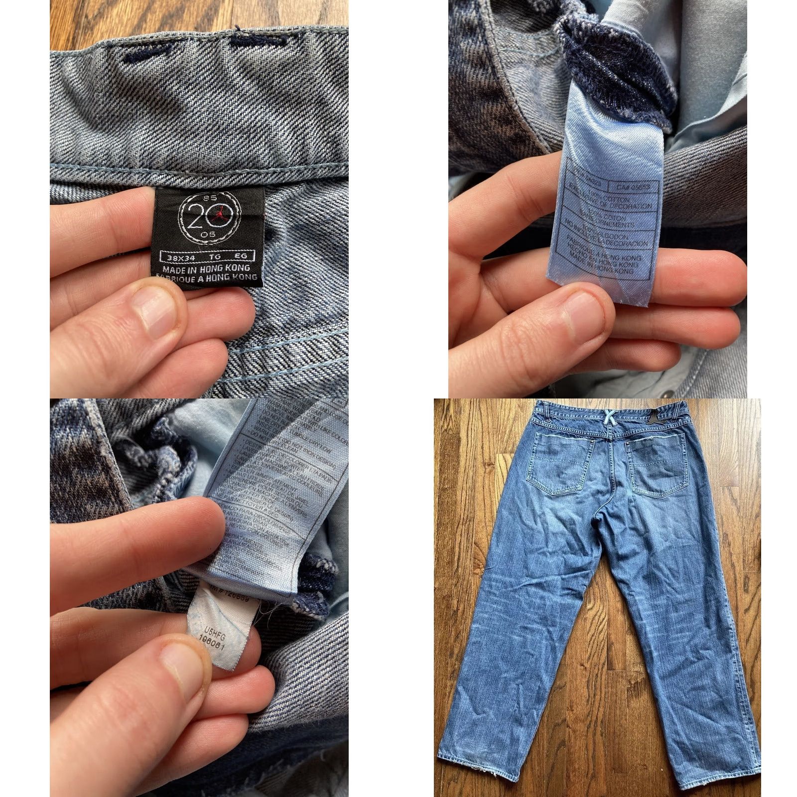 Jordan Brand VINTAGE Air Jordan Jeans Baggy 38x34 Mens 20th Anniversary 2005 Denim Blue Wide-Leg Casual 5-Pocket Mens Jumpman Size US 38 / EU 54 - 9 Thumbnail