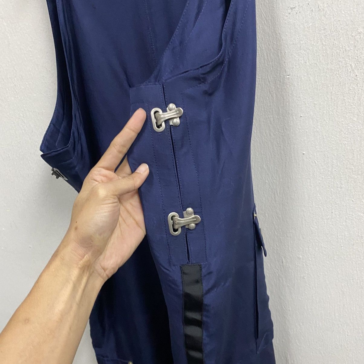 Loewe Loewe Navy Blue Silk Cargo Overalls Jumpsuit Size US 43 - 10 Thumbnail