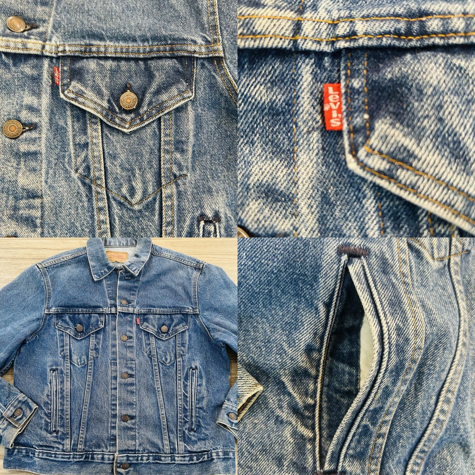 VINTAGE Levi's Denim Blue Jean TRUCKER Jacket MENS 44 Made In USA 70506-0216