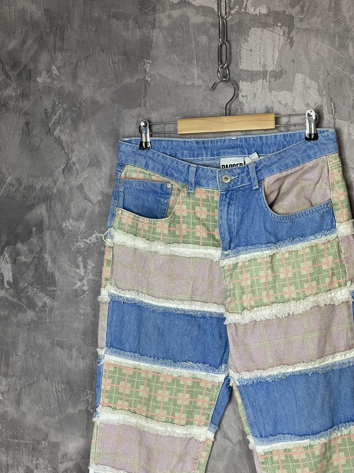 Japanese Brand Ragged Denim Y2K Distressed Style Knitted Denim Jeans Size 32" / US 10 / IT 46 - 4 Thumbnail