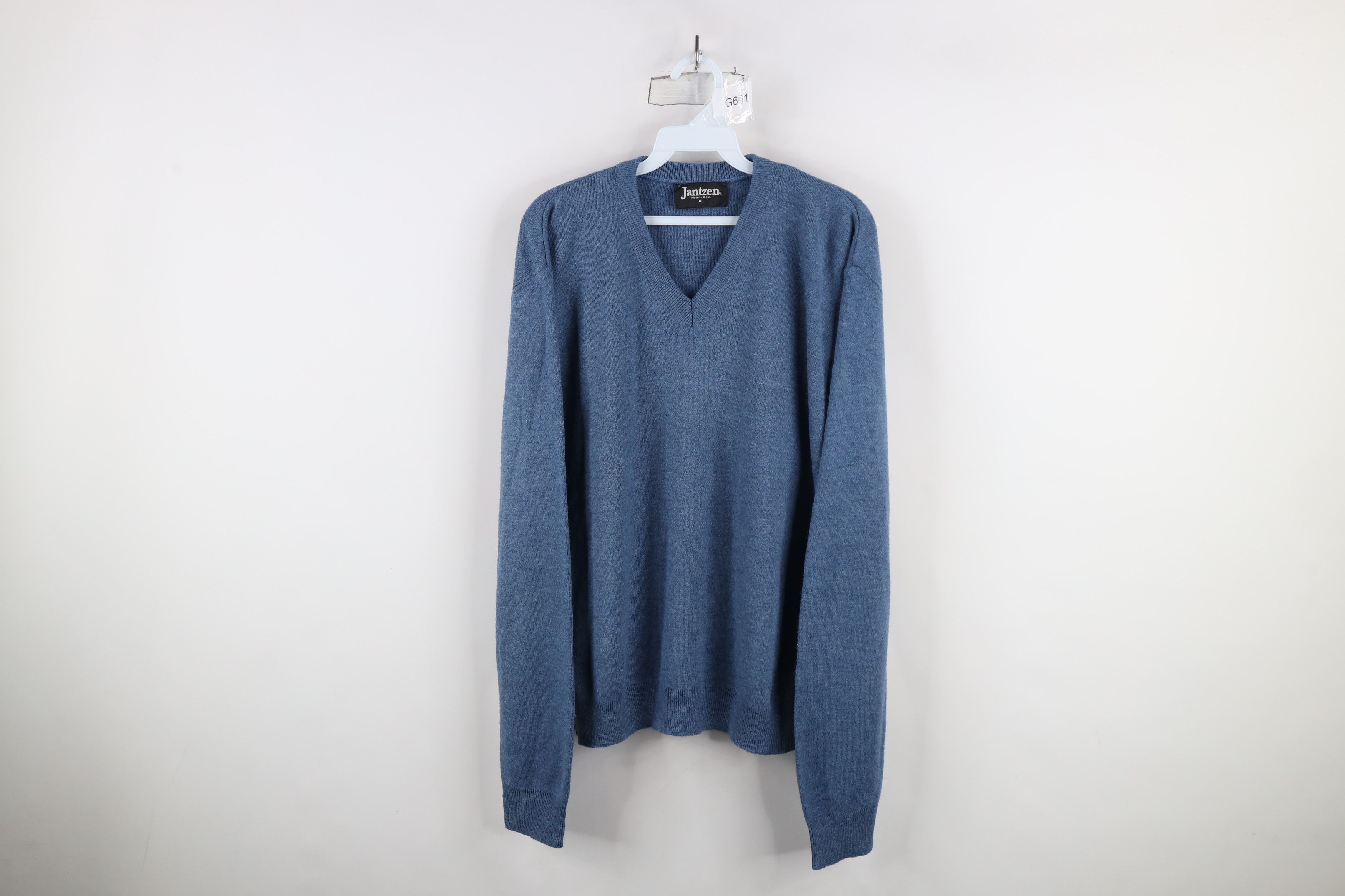 Vintage Vintage 70s Streetwear Knit V-Neck Sweater Blue Acrylic USA Size US XL / EU 56 / 4 - 1 Thumbnail