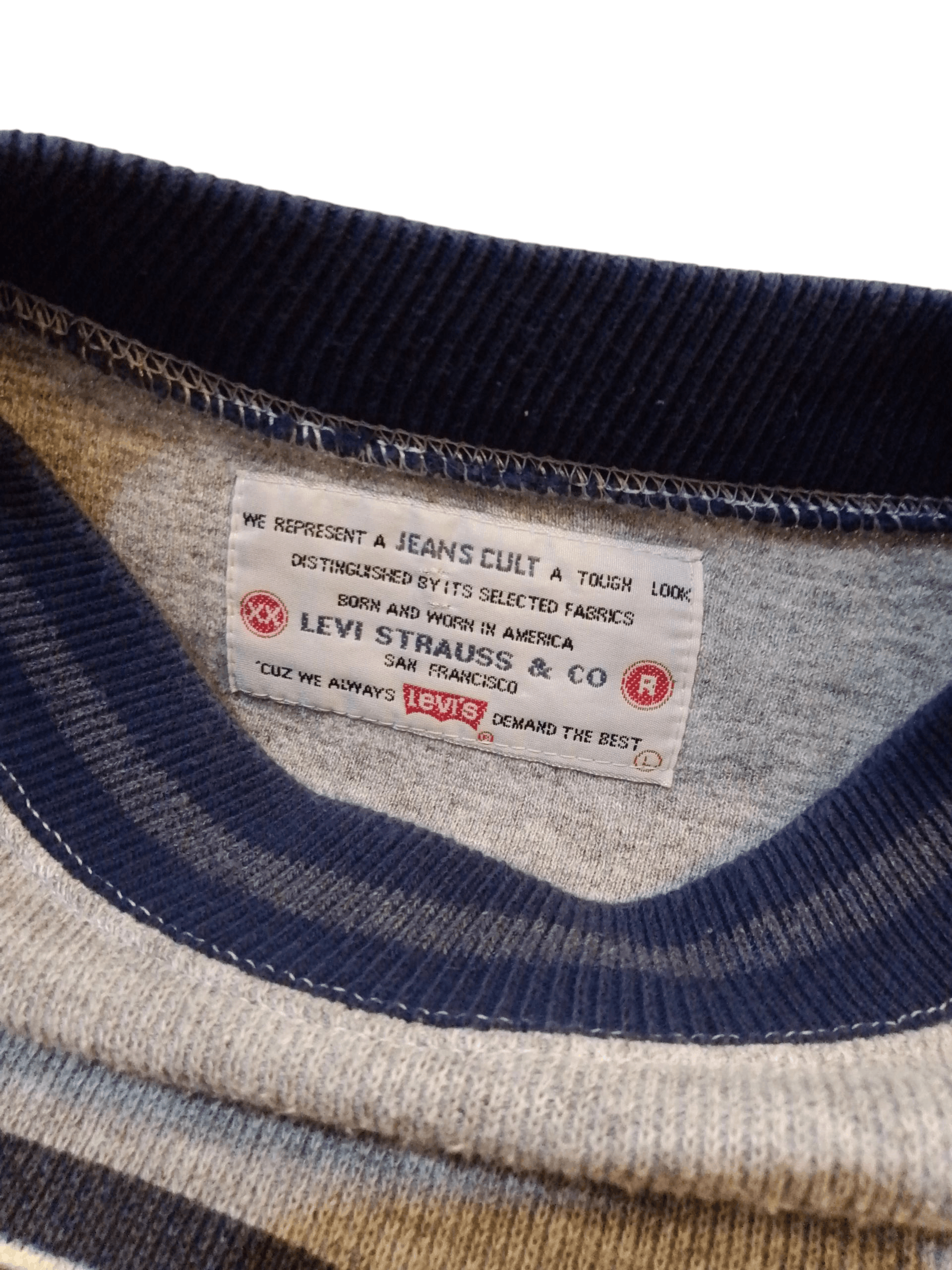 Levi's Vintage Levi’s 1990s Grey Big Logo Acrylic Print Sweater Size US L / EU 52-54 / 3 - 7 Thumbnail