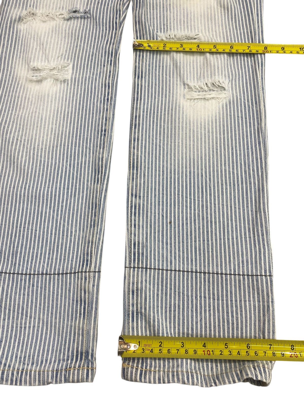 Other Japanese Brand Stripe Distressed Style Loose Jeans Size US 30 / EU 46 - 6 Thumbnail